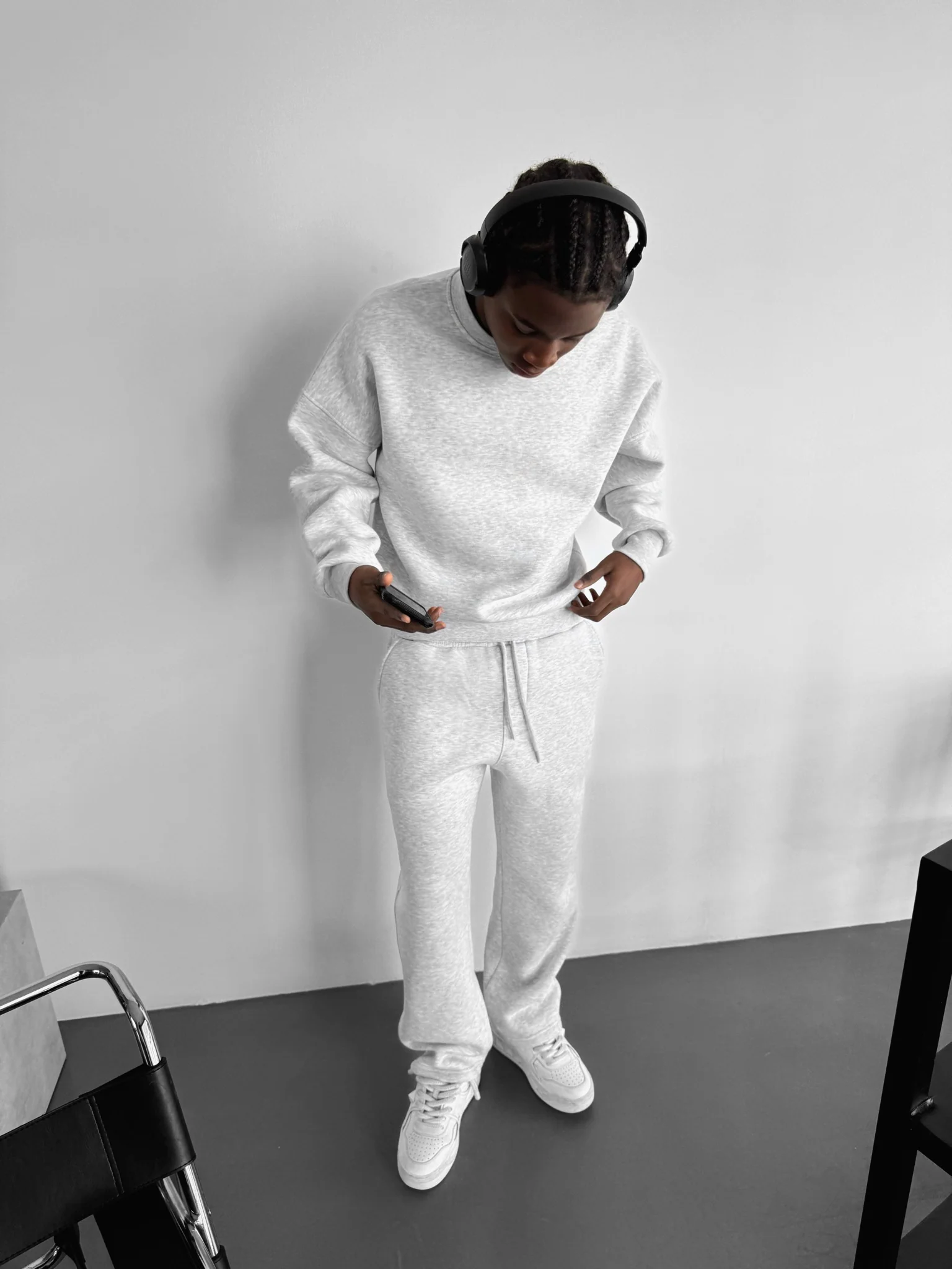 Basic Trousers - Light Grey Melange