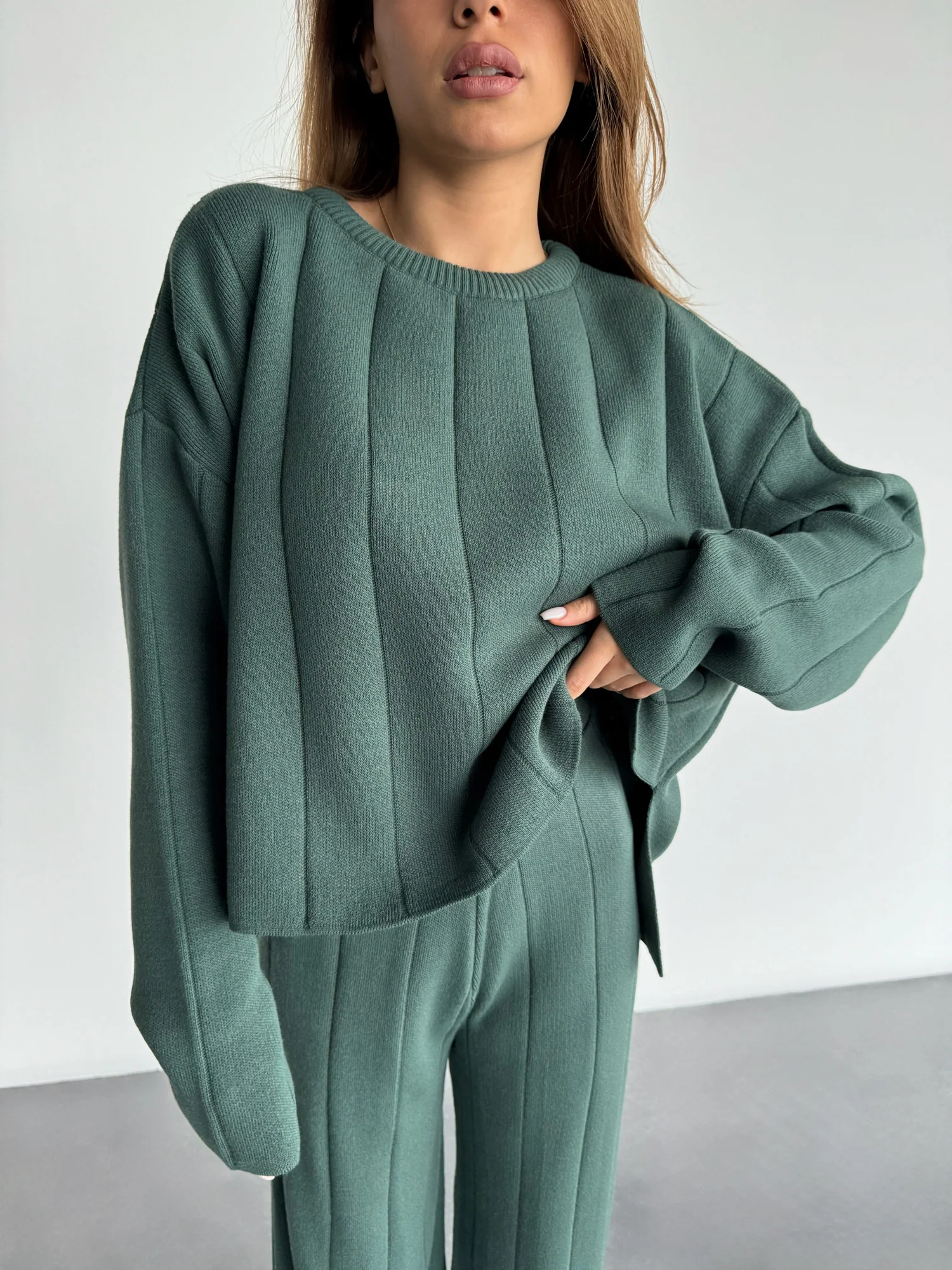 Knit Textured Sweater - Petrol
