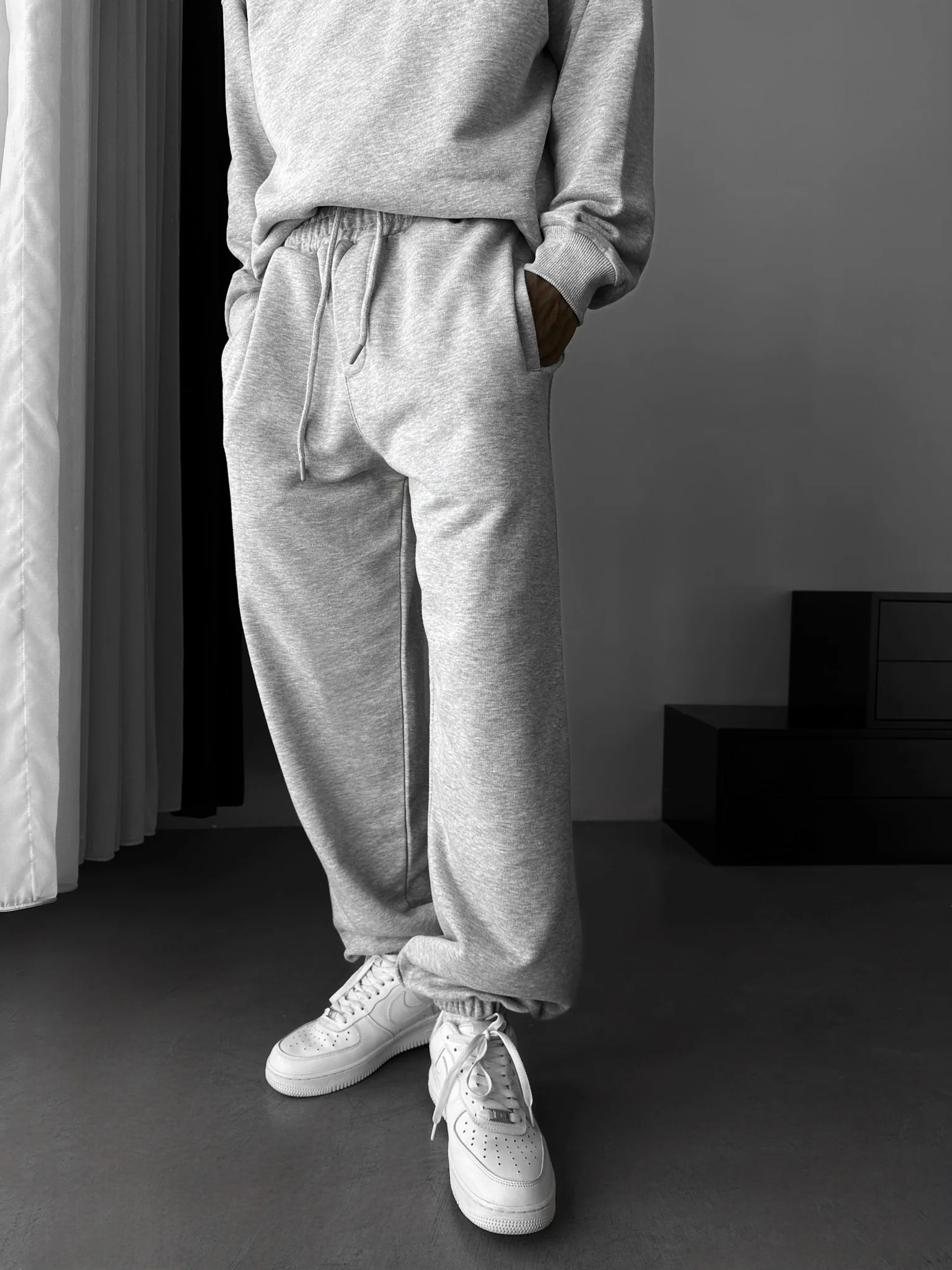 Loose Fit Basic Jogger - Grey Melange