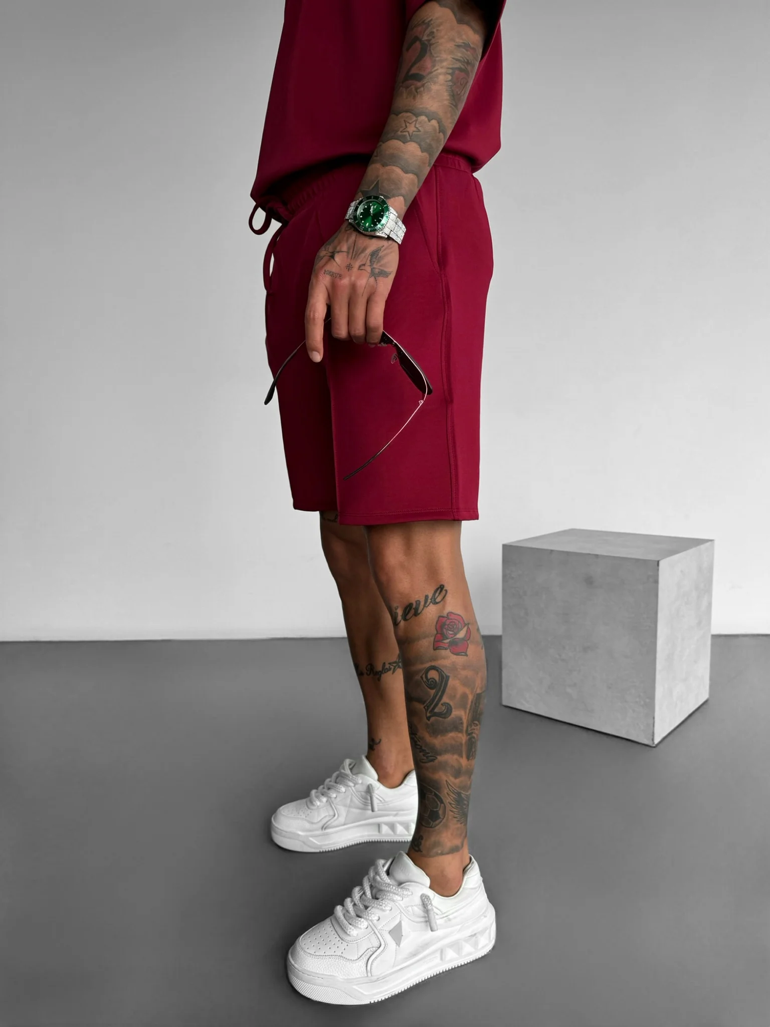 Loose Fit Seam Diver Shorts - Bordeaux - Image 3