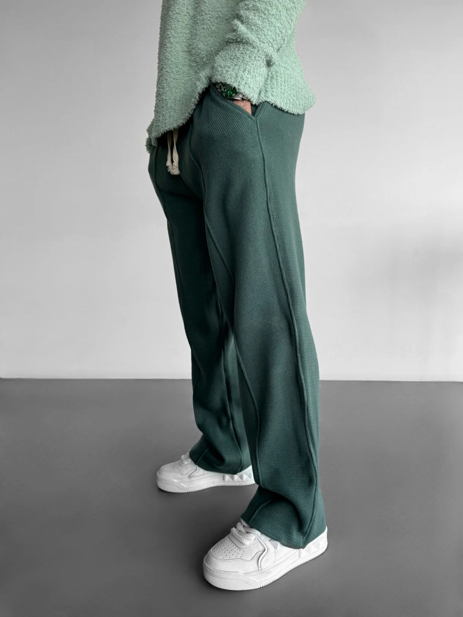 Loose Fit Seam Trousers - Petrol - Image 3