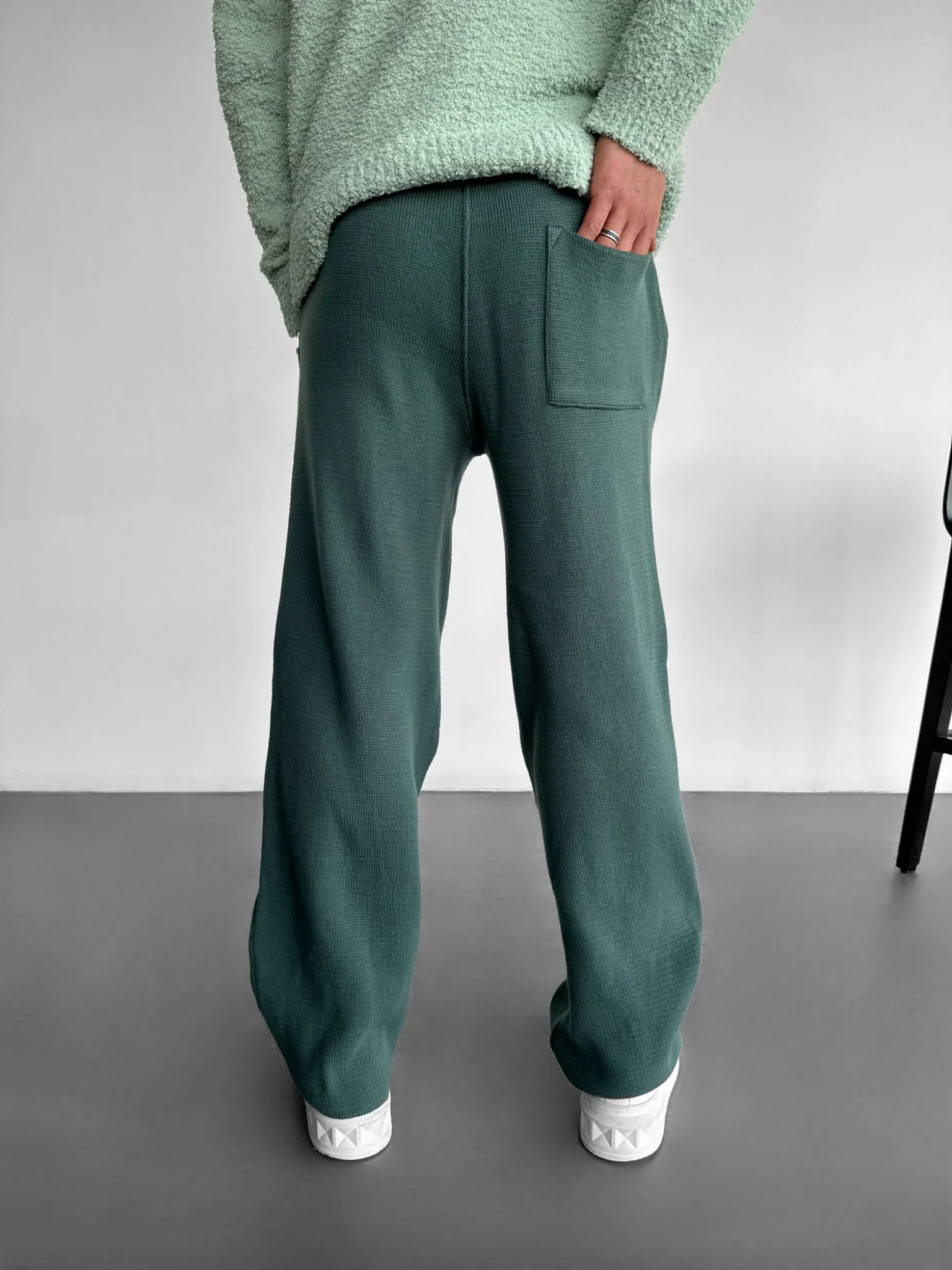 Loose Fit Seam Trousers - Petrol - Image 4