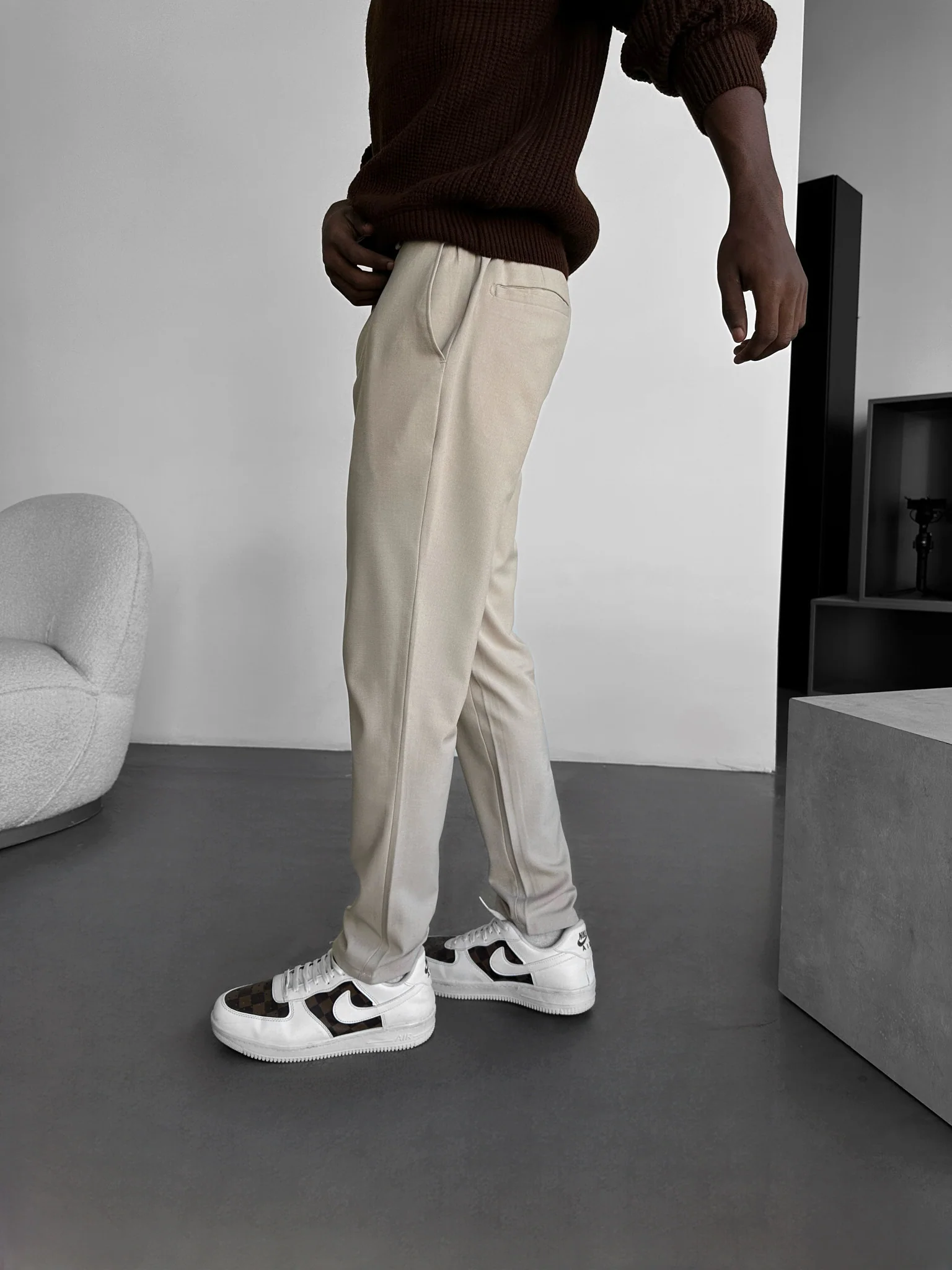 Modern Cut Casual Trousers - Beige - Image 3