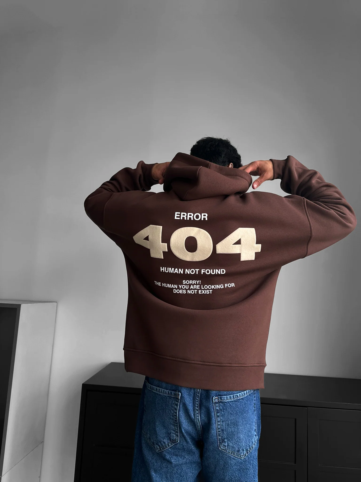 Oversize 404 Hoodie - Brown - Image 3