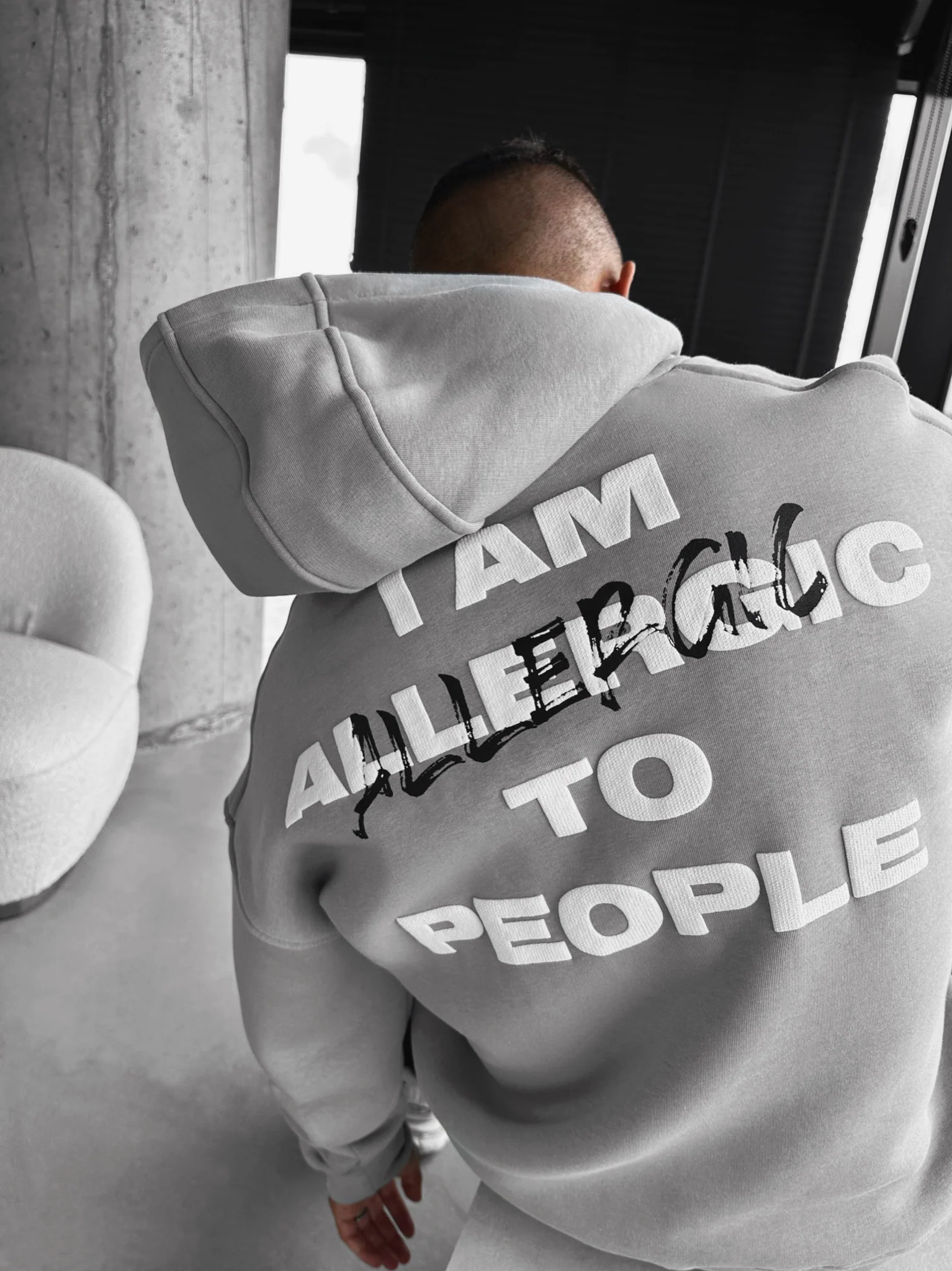 Oversize Allergic Hoodie - Grey - Image 4