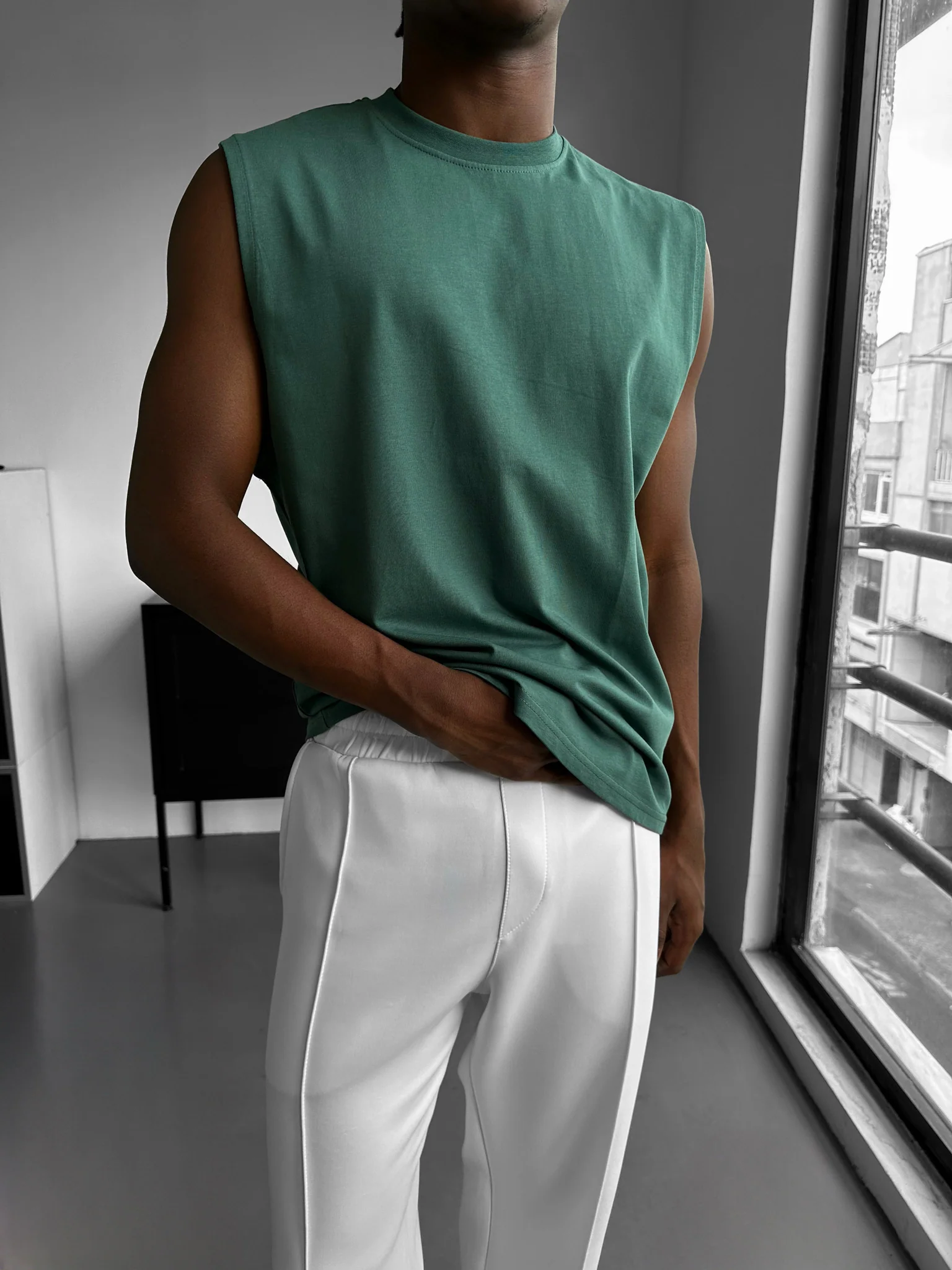 Oversize Basic Tanktop - Petrol - Image 5
