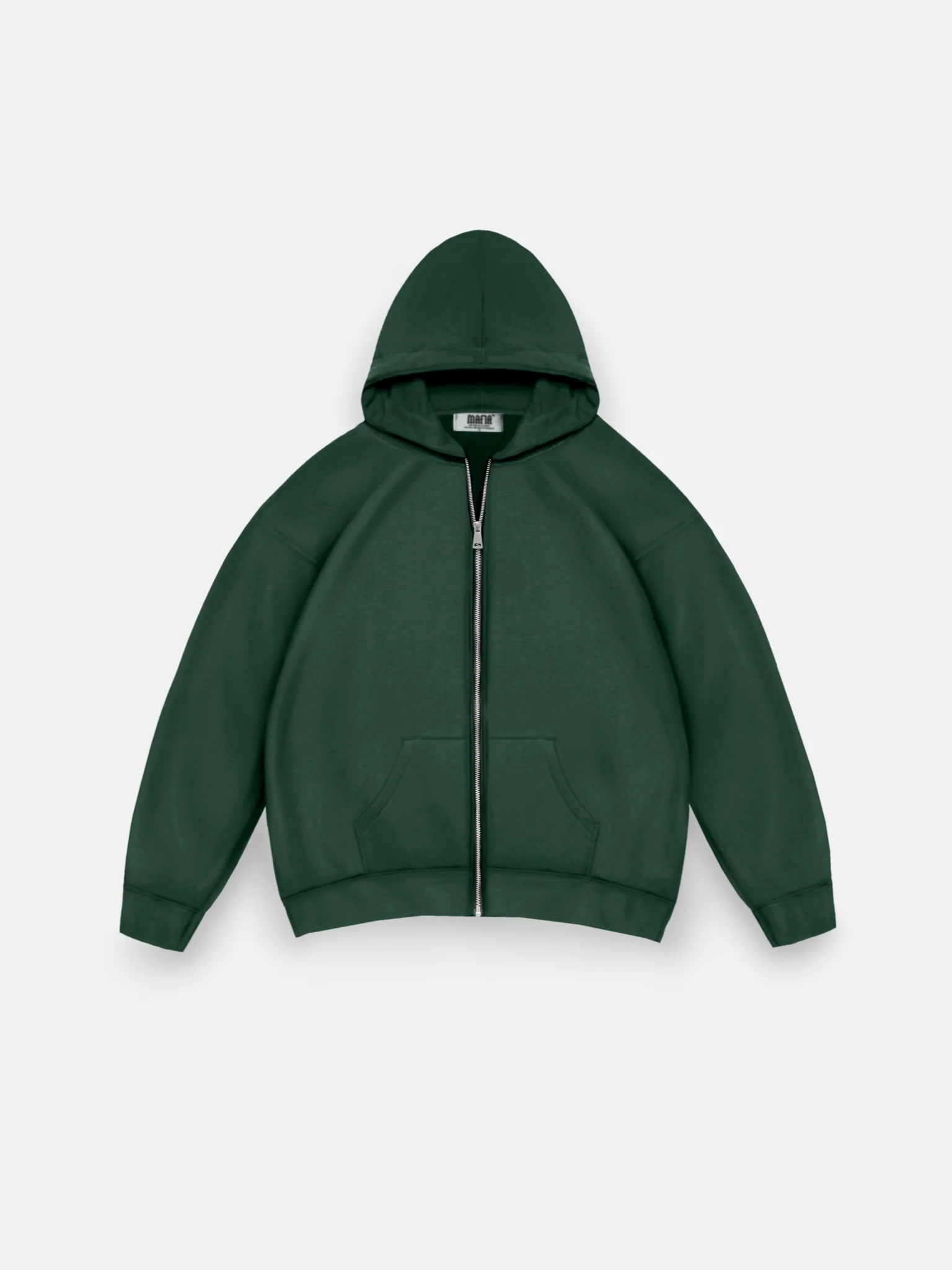 Oversize Basic Zipper Hoodie - Faded Green