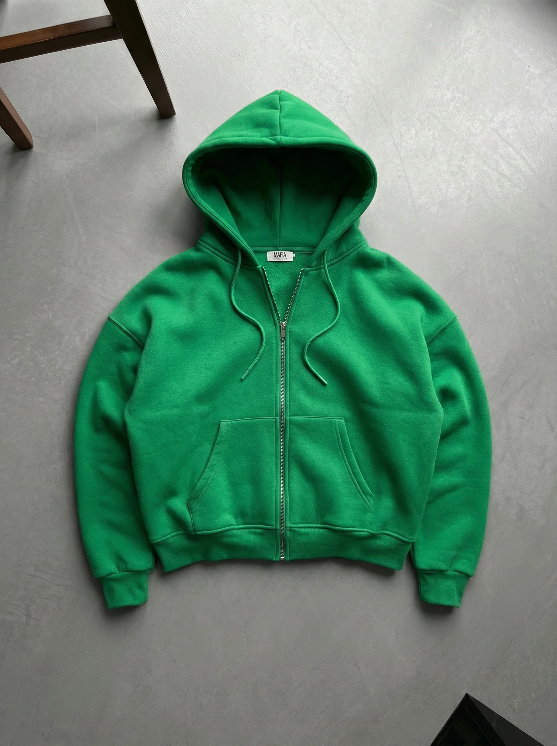Oversize Basic Zipper Hoodie - Formal Garden