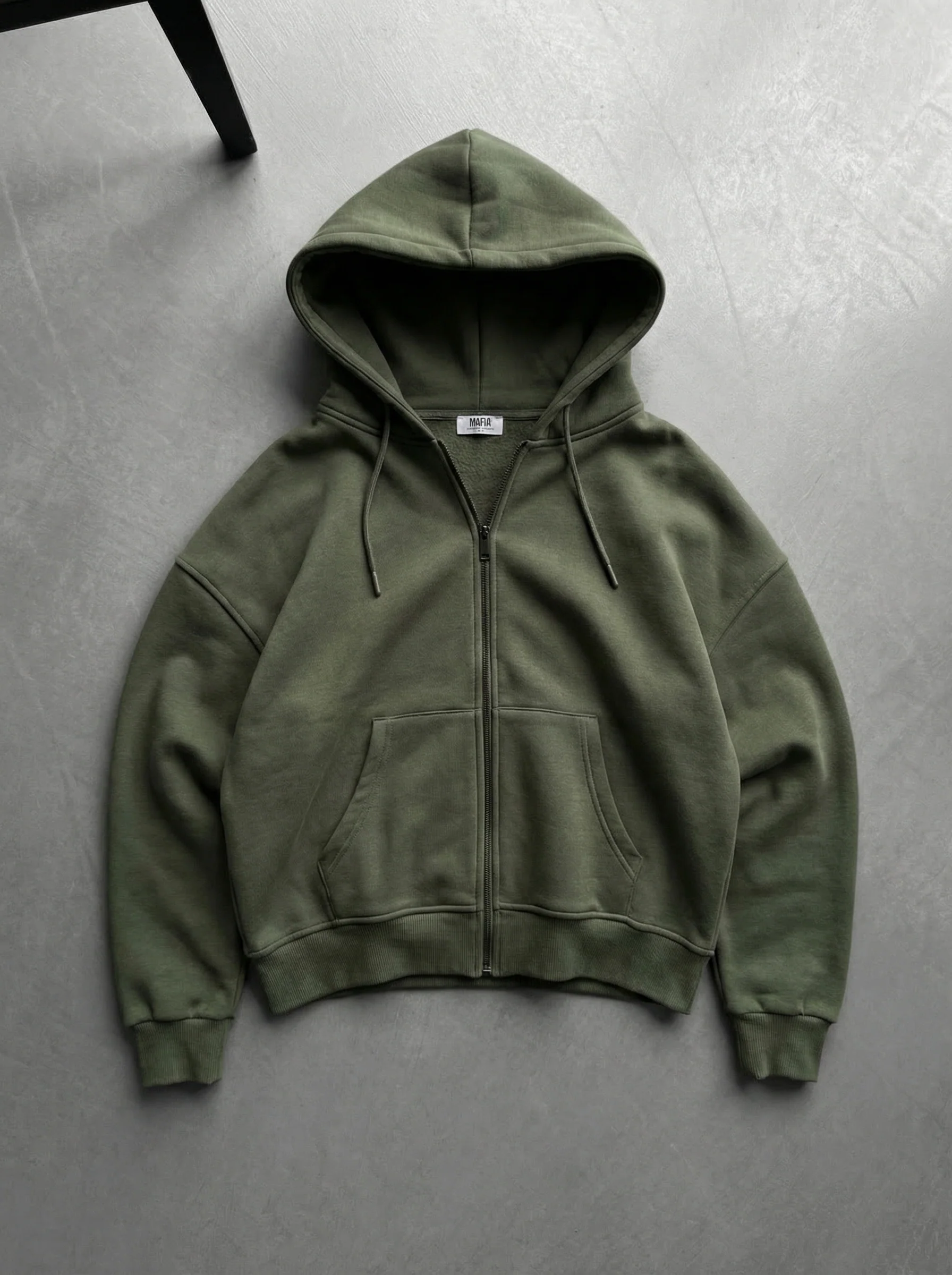 Oversize Basic Zipper Hoodie - Four Leaf Clover