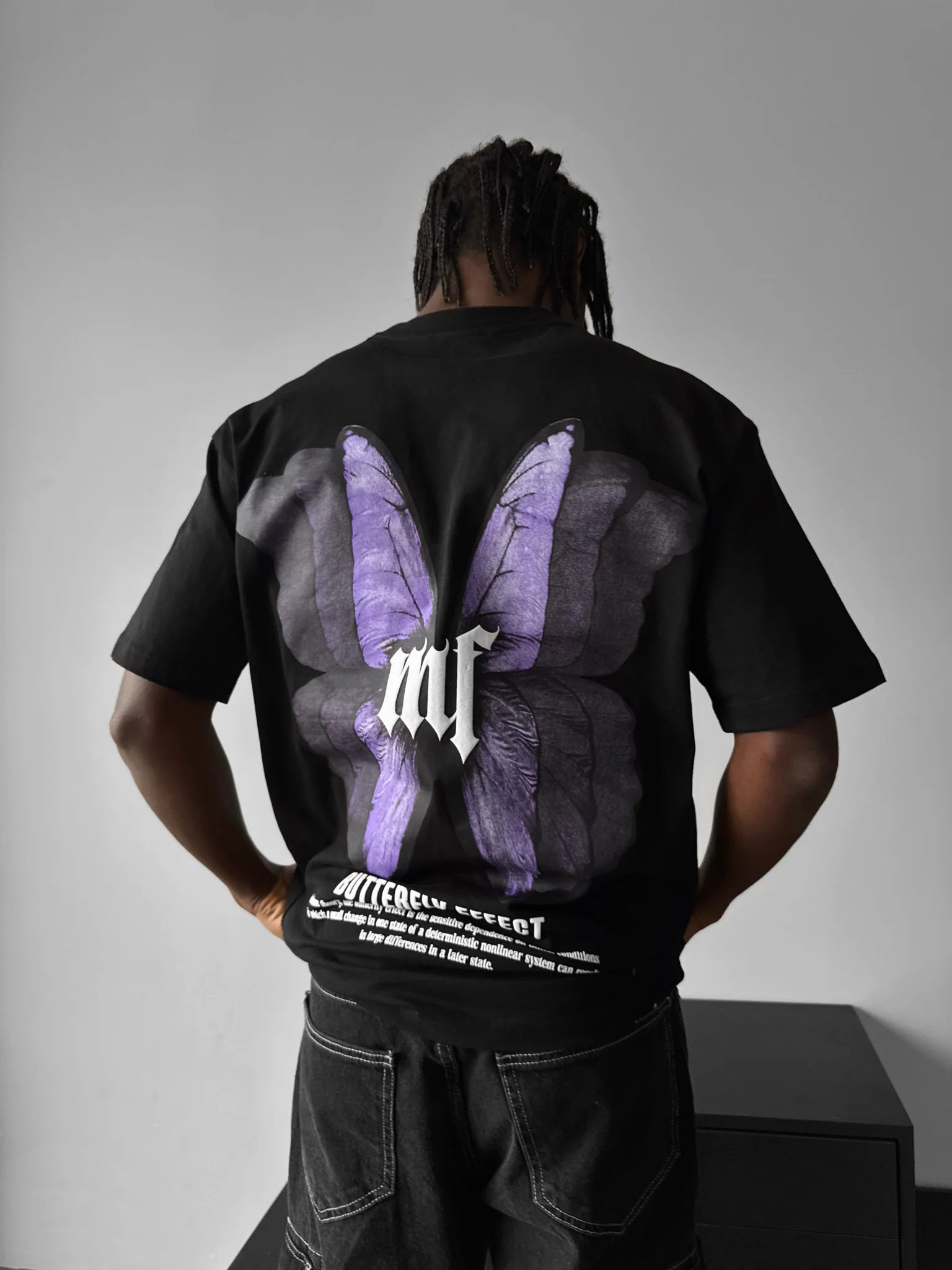 Oversize 'Butterfly Effect' T-Shirt - Black