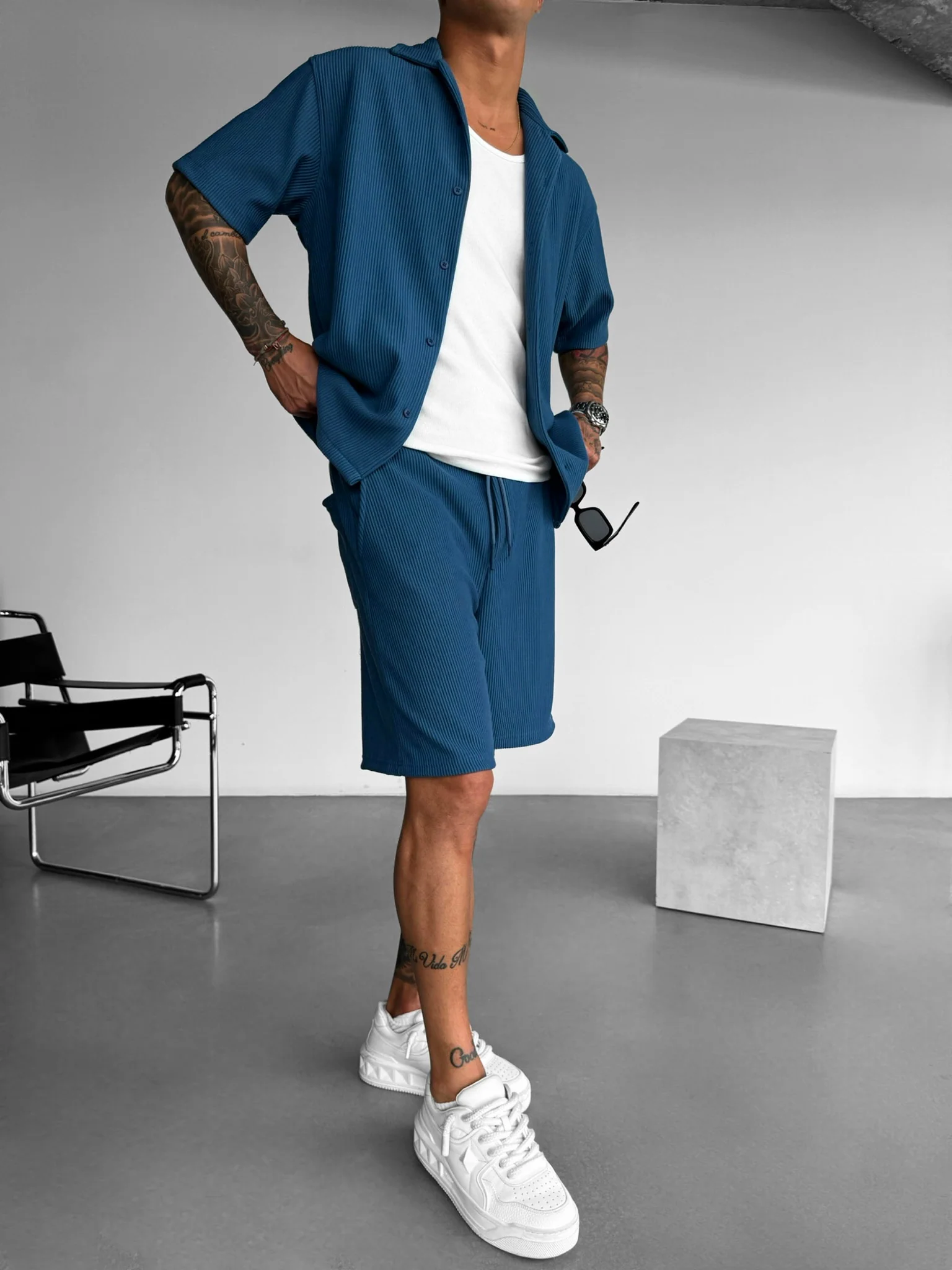 Oversize Cord Shirt - Indigo - Image 2