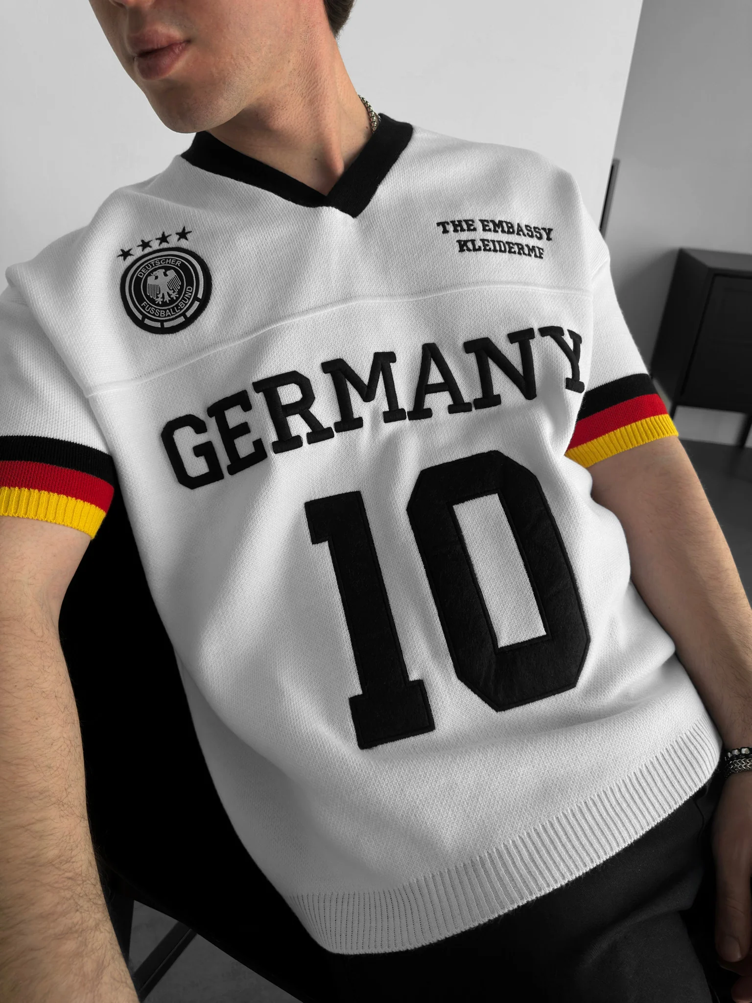 Oversize Germany Knit T-shirt - White - Image 5