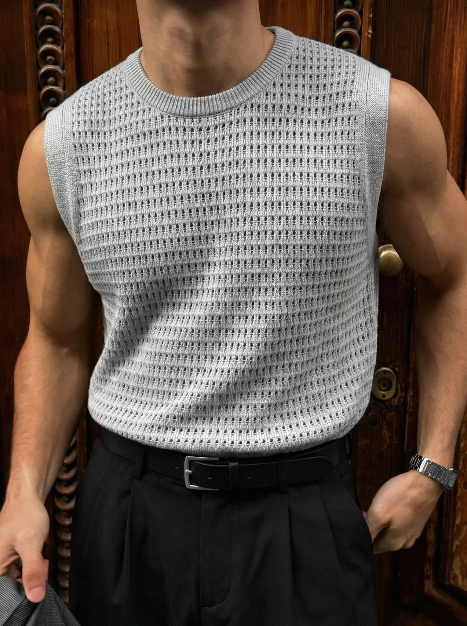Oversize Grid Tanktop - Grey