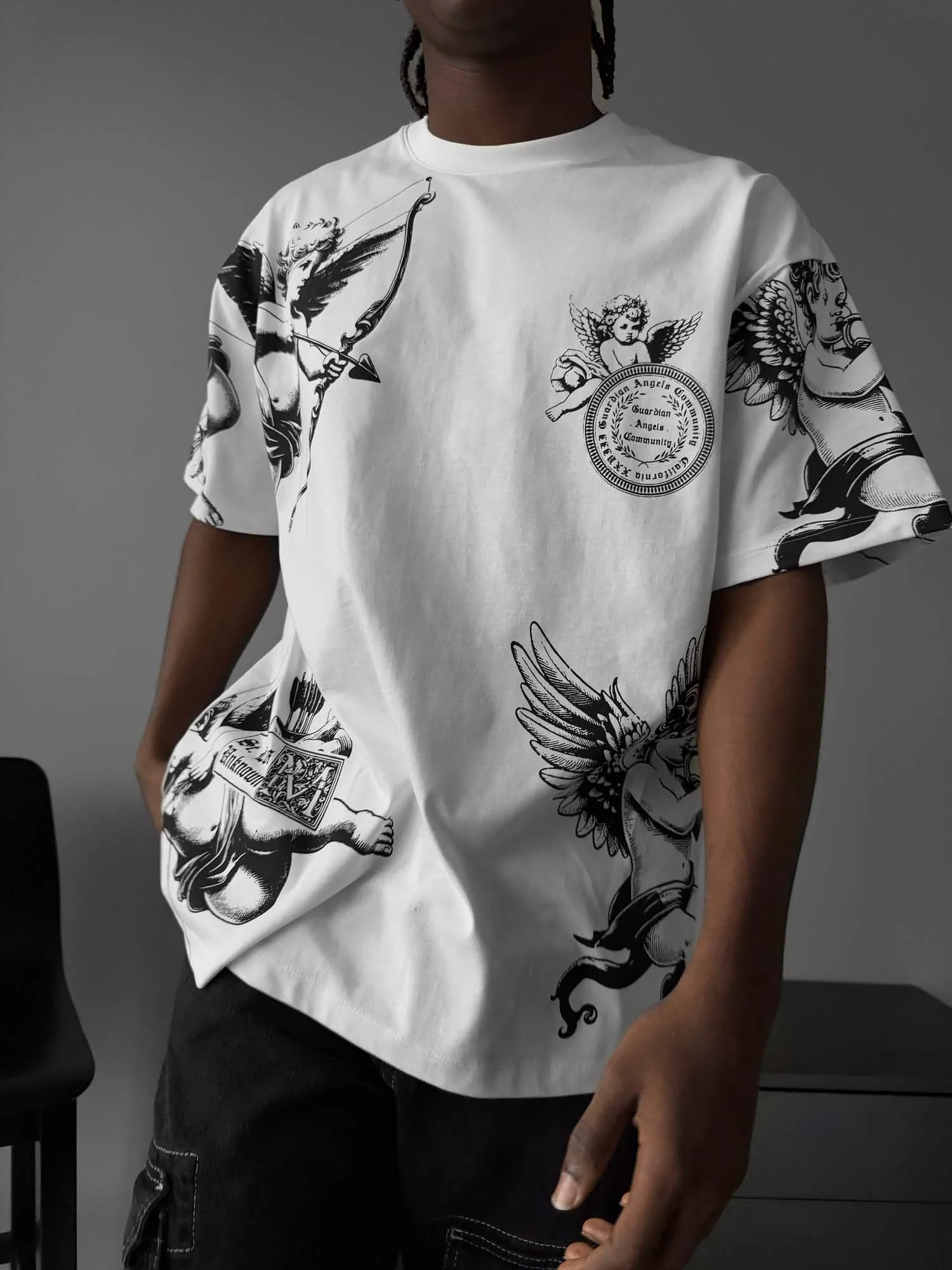 Oversize Guardian Angels T-Shirt - Ecru