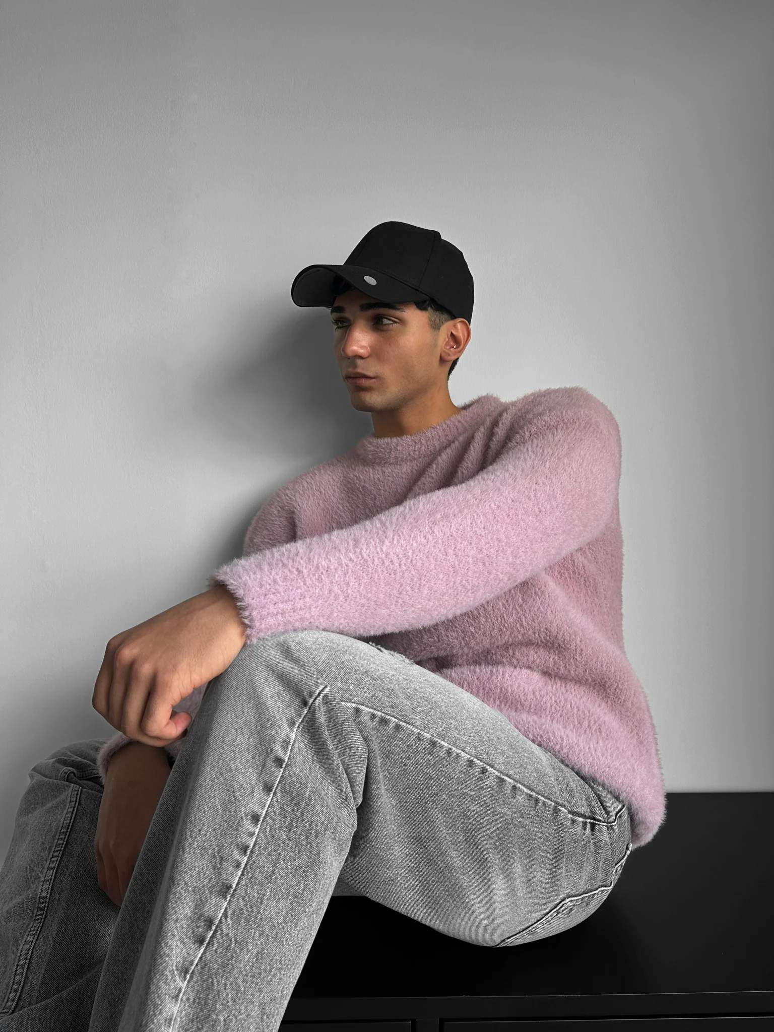 Oversize Hairy Rope Sweater - Lilac Whisper - Image 2