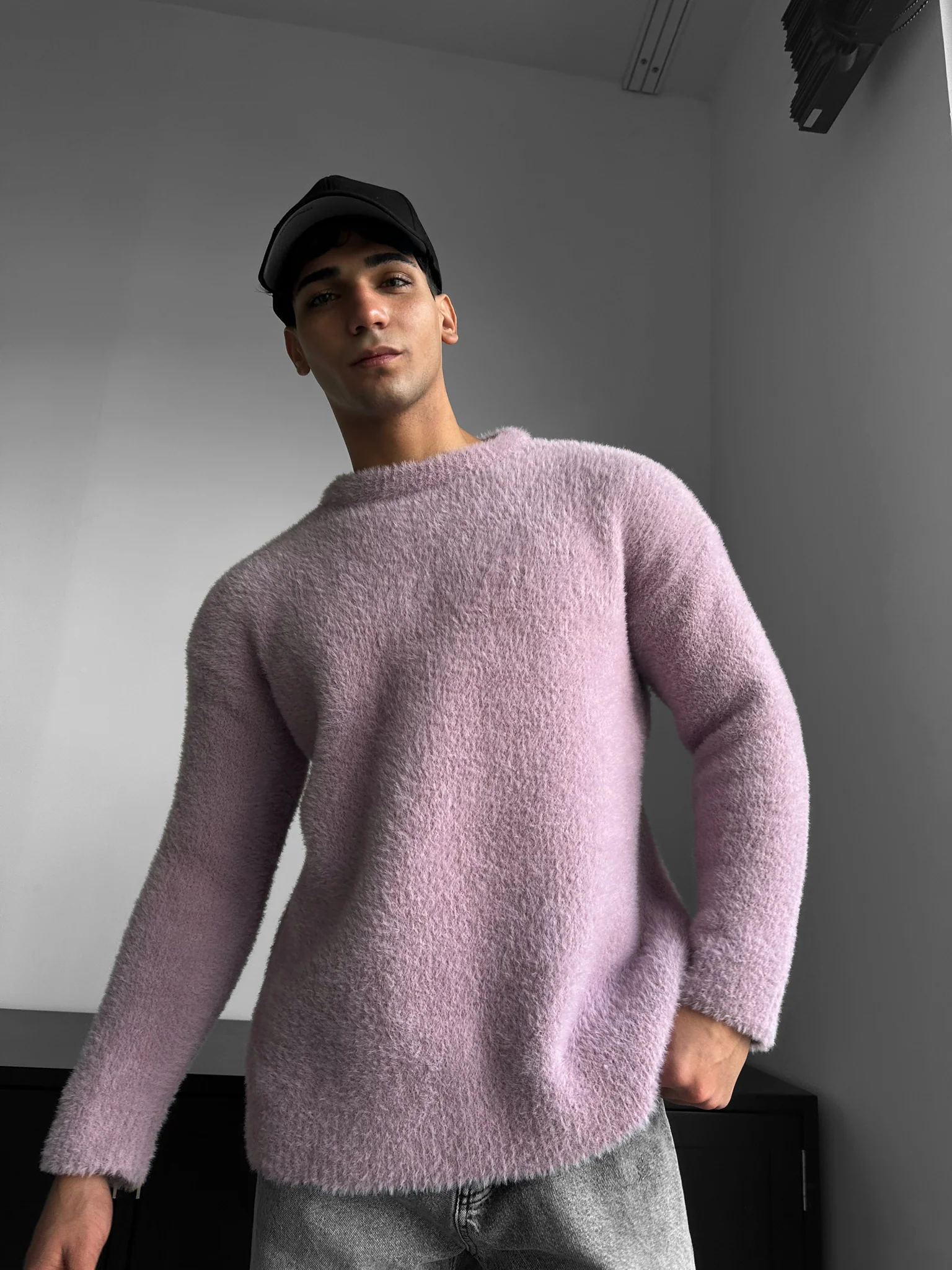 Oversize Hairy Rope Sweater - Lilac Whisper - Image 3
