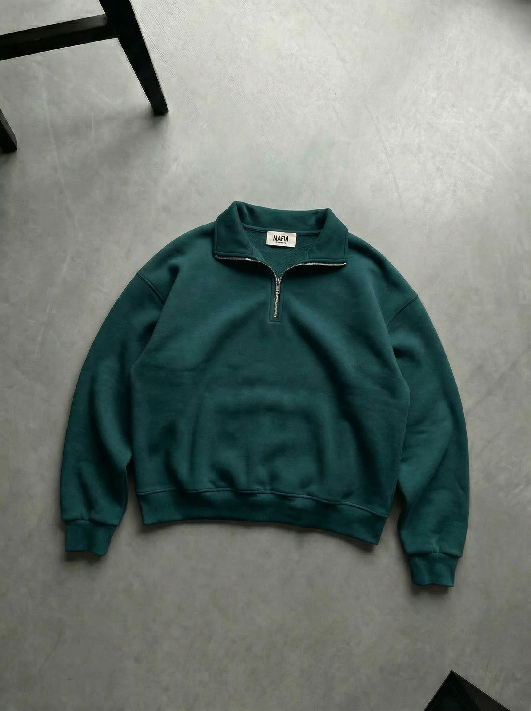 Oversize Half-Zip Polo Sweatshirt - Sea Moss