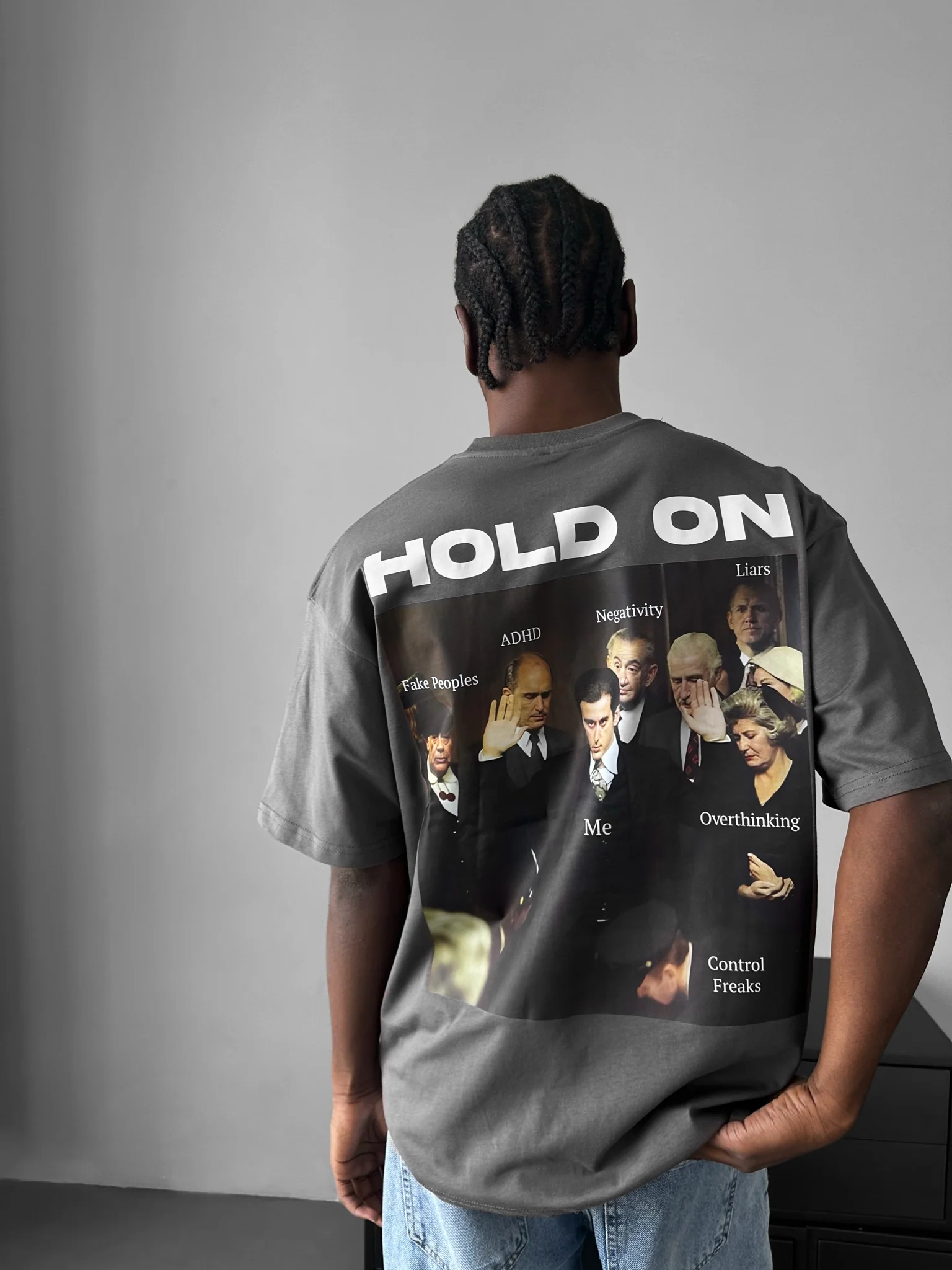 Oversize "Hold On" T-Shirt - Anthracite