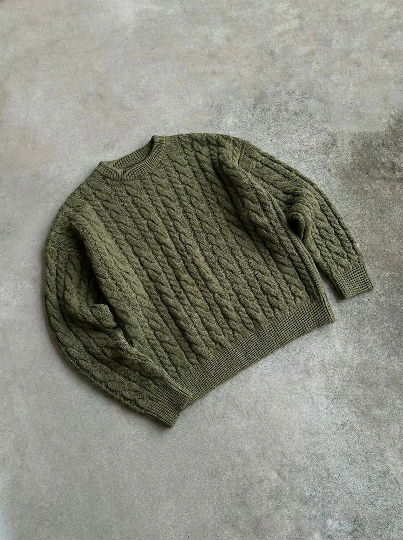 Oversize Knit Braid Sweater - Khaki