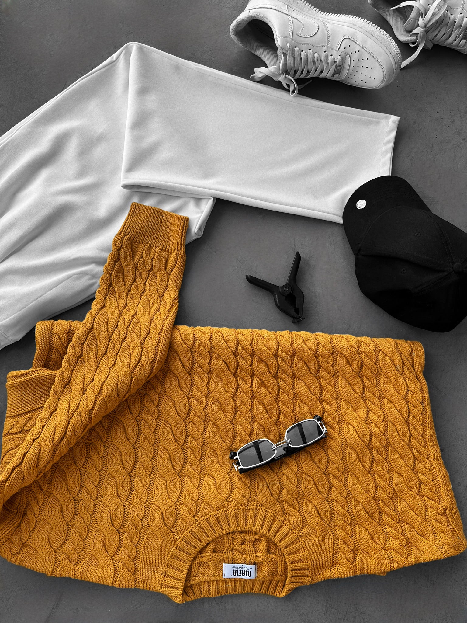 Oversize Knit Braid Sweater - Saffron - Image 4