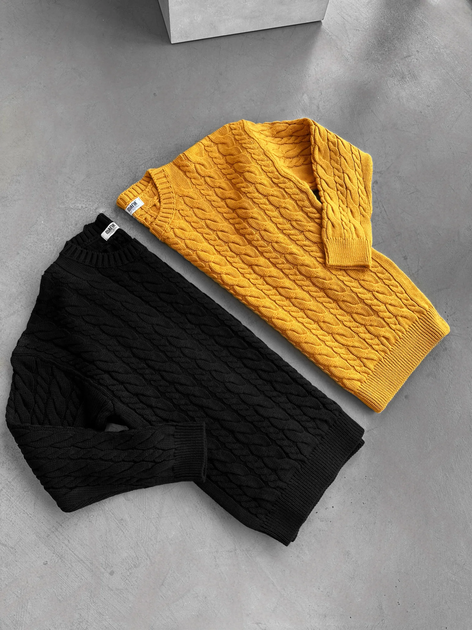 Oversize Knit Braid Sweater - Saffron - Image 6