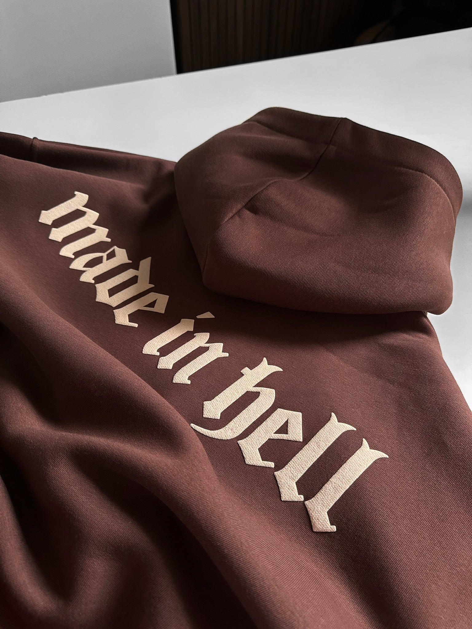 Oversize Made in Hell Hoodie - Brown - Image 7