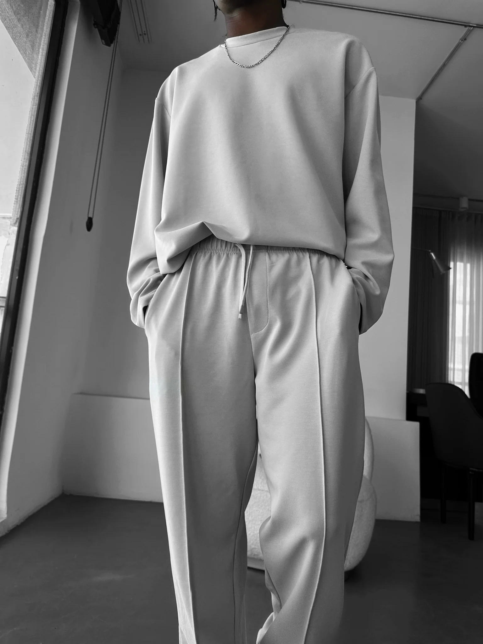 Oversize Modal Sweatshirt - Grey - Image 3
