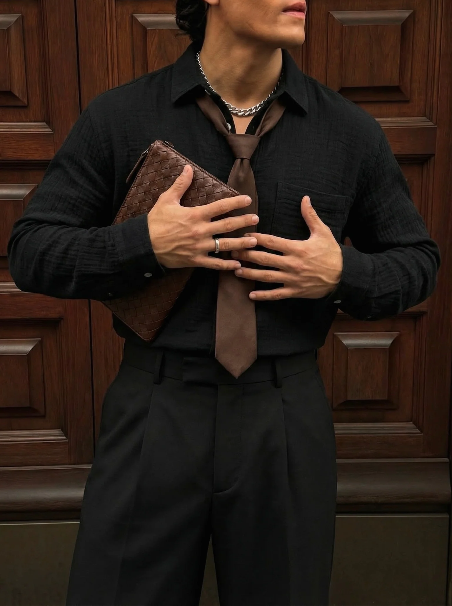 Oversize Muslin Shirt - Black - Image 2
