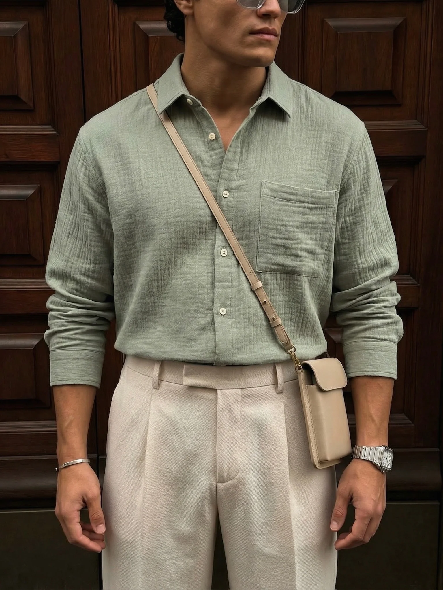 Oversize Muslin Shirt - Green