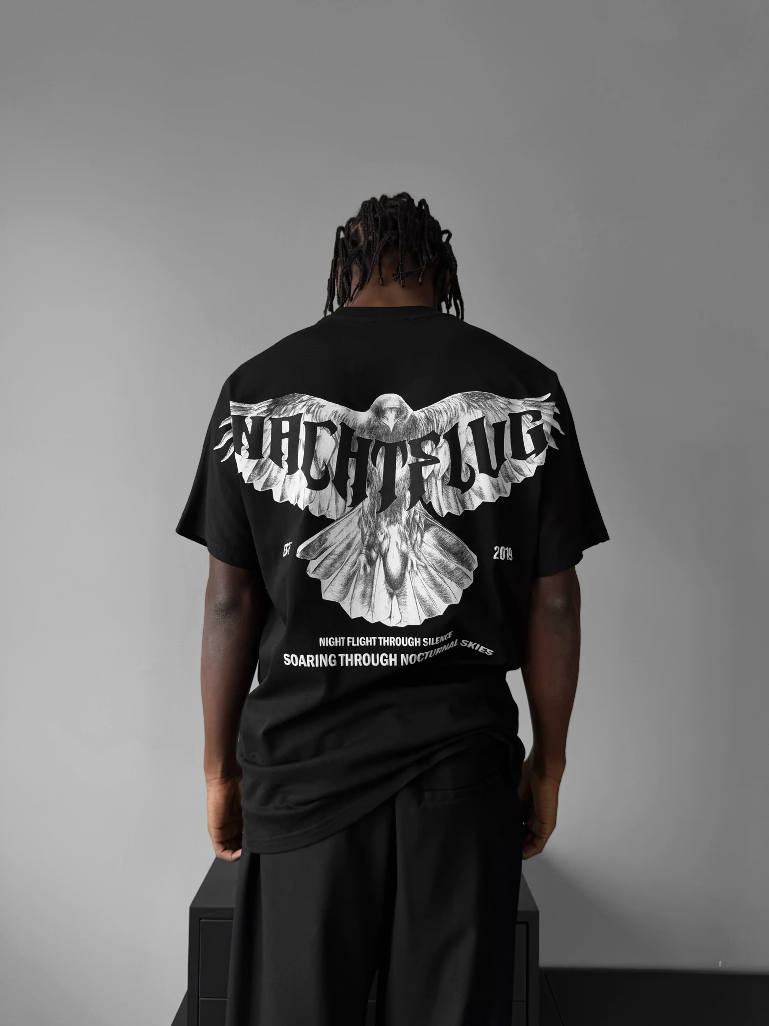 Oversize "Nachtflug" T-Shirt - Black