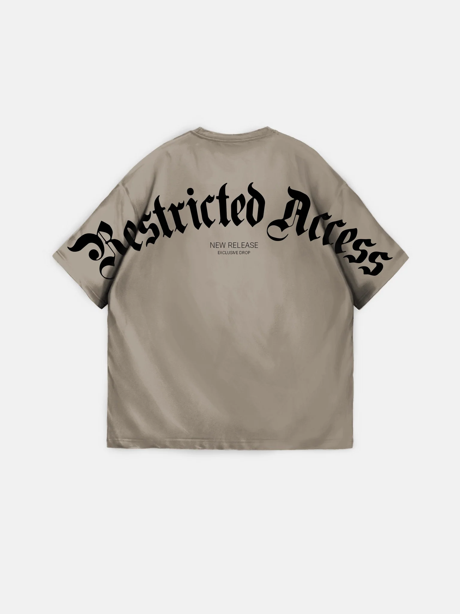 Oversize 'Restricted Access' T-Shirt - Beige