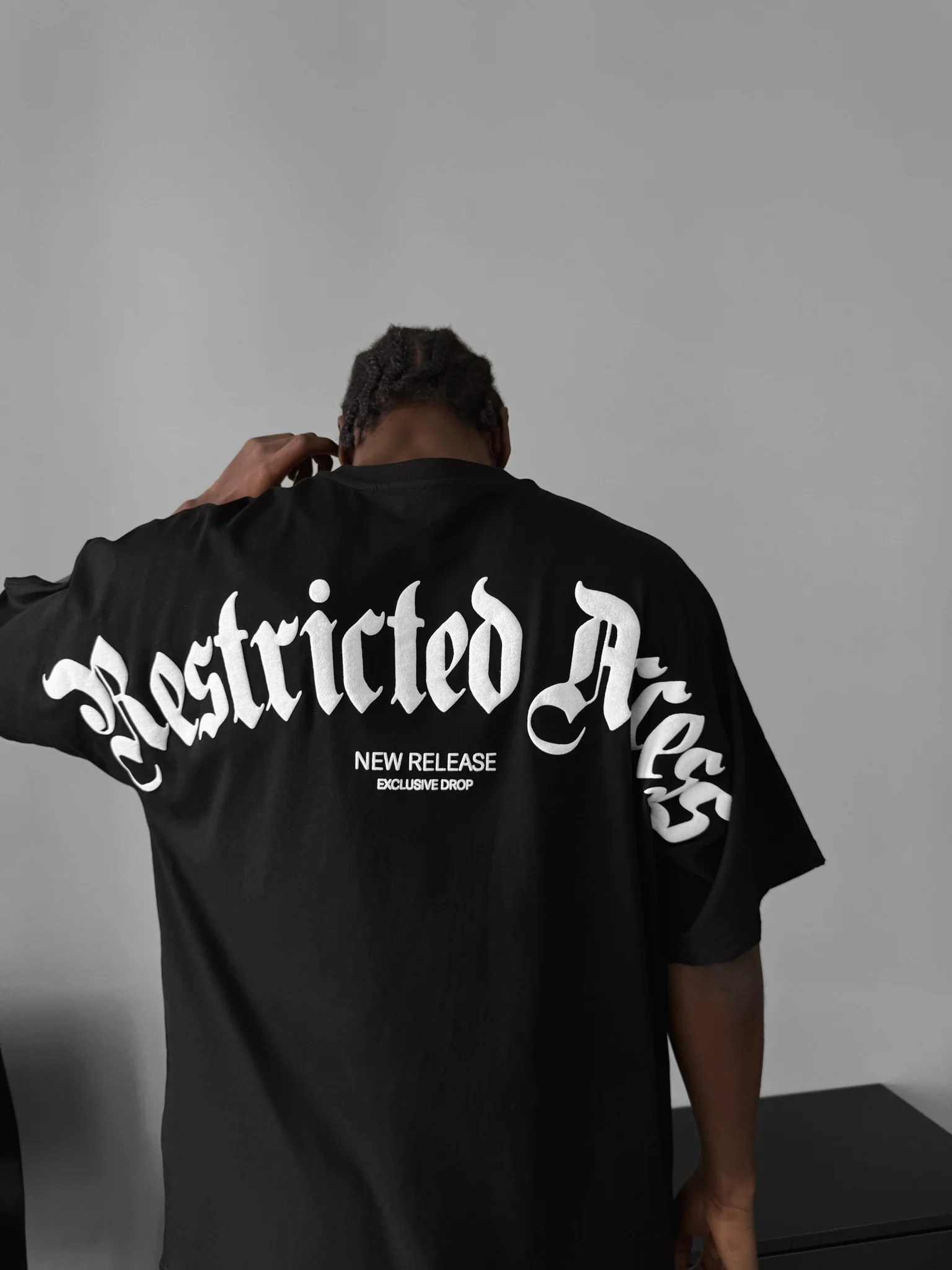 Oversize 'Restricted Access' T-Shirt - Black