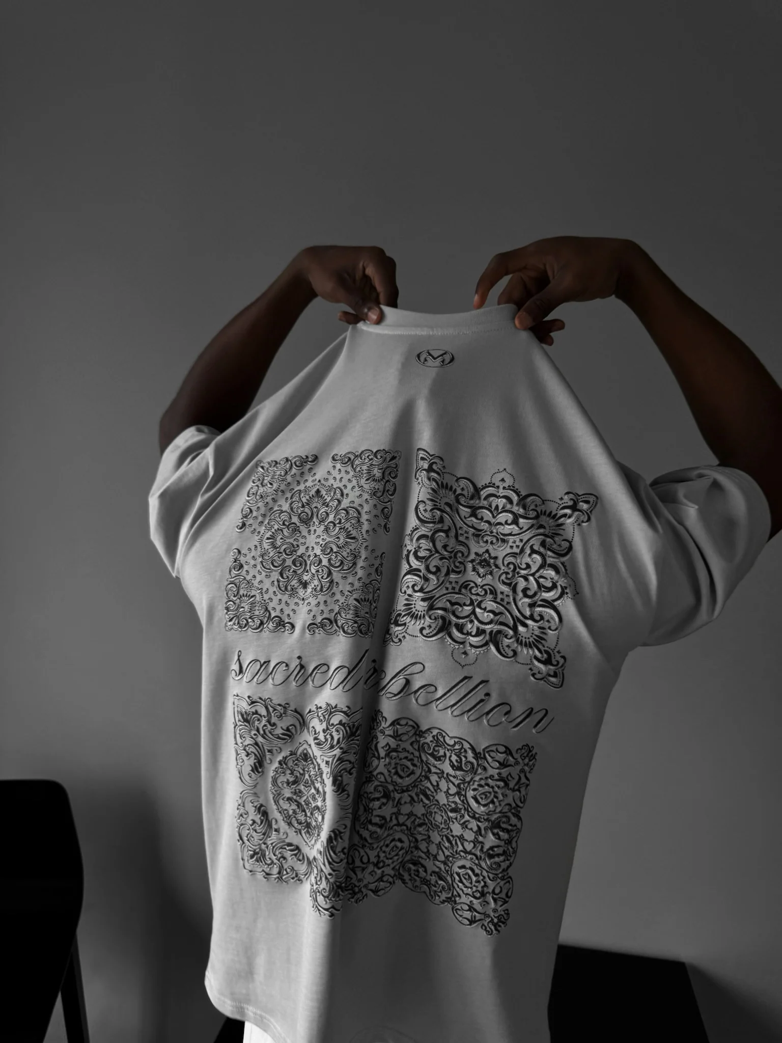 Oversize 'Sacred Rebellion' T-Shirt - Grey
