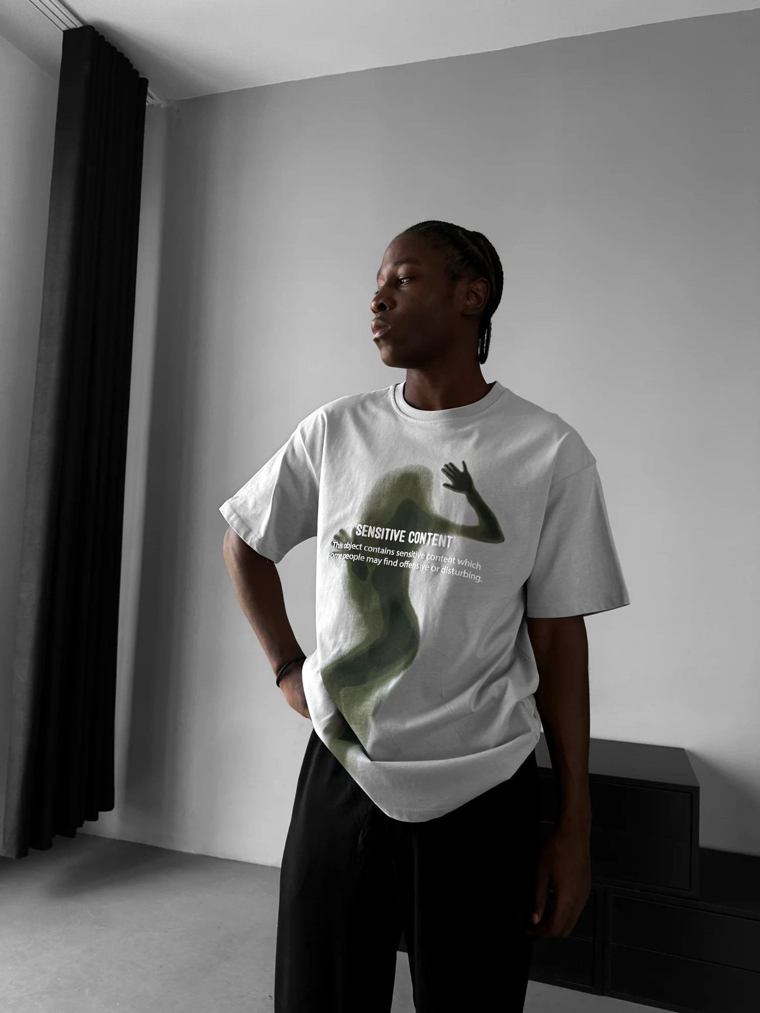 Oversize Sensitive Content T-Shirt - Grey - Image 2