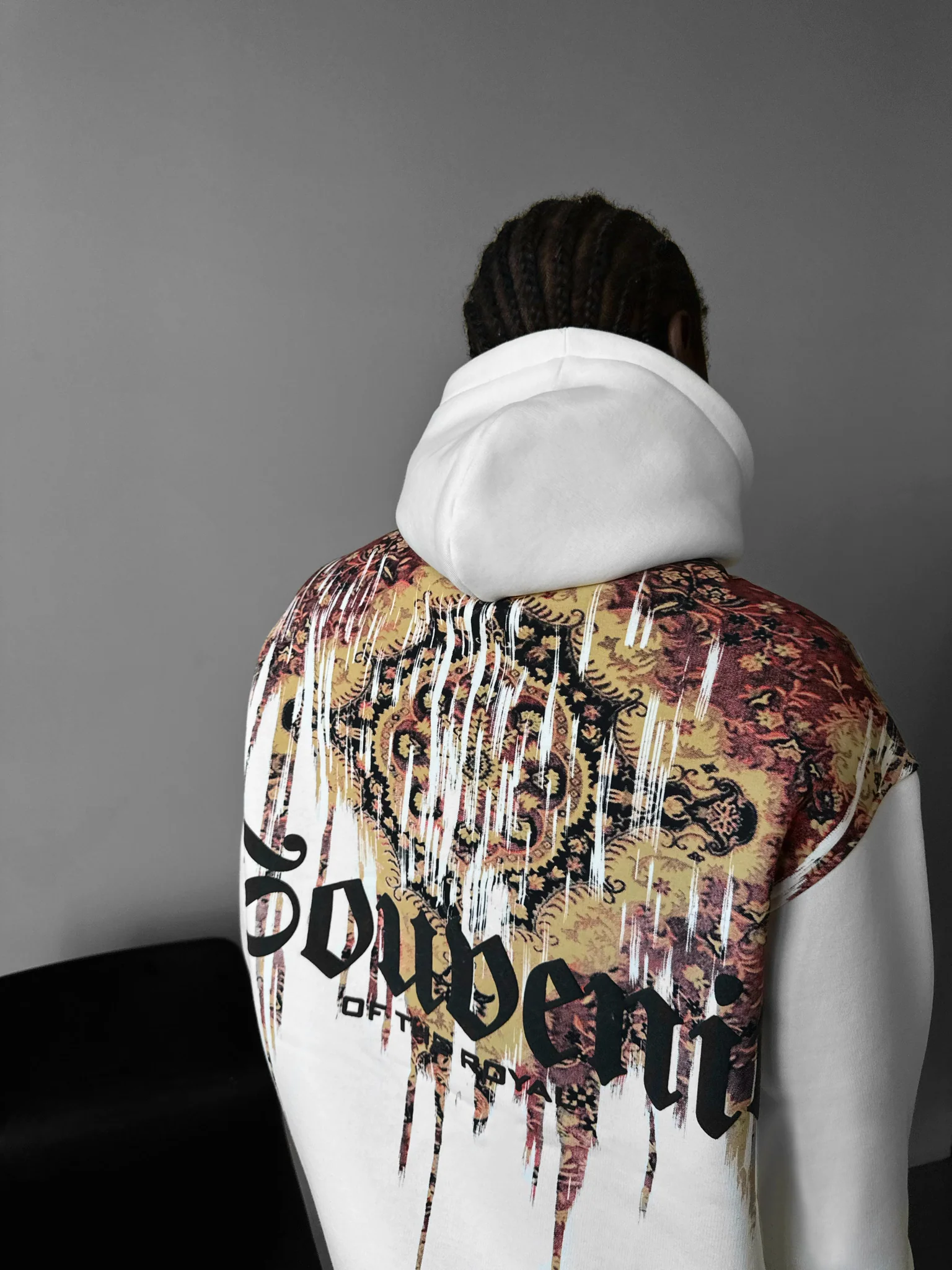 Oversize Souvenir Hoodie - White and Red - Image 2