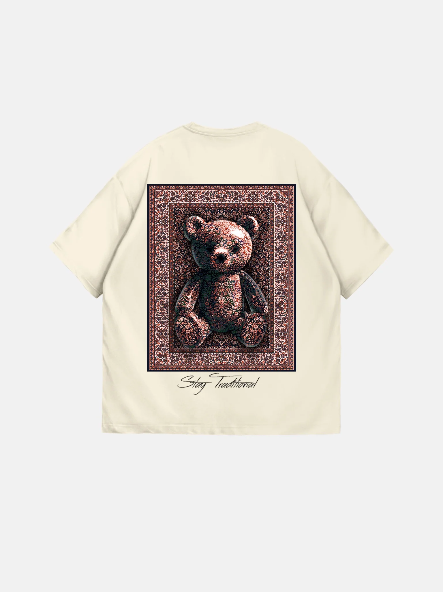 Oversize 'Stay Traditional' T-Shirt - Antique White - Image 4