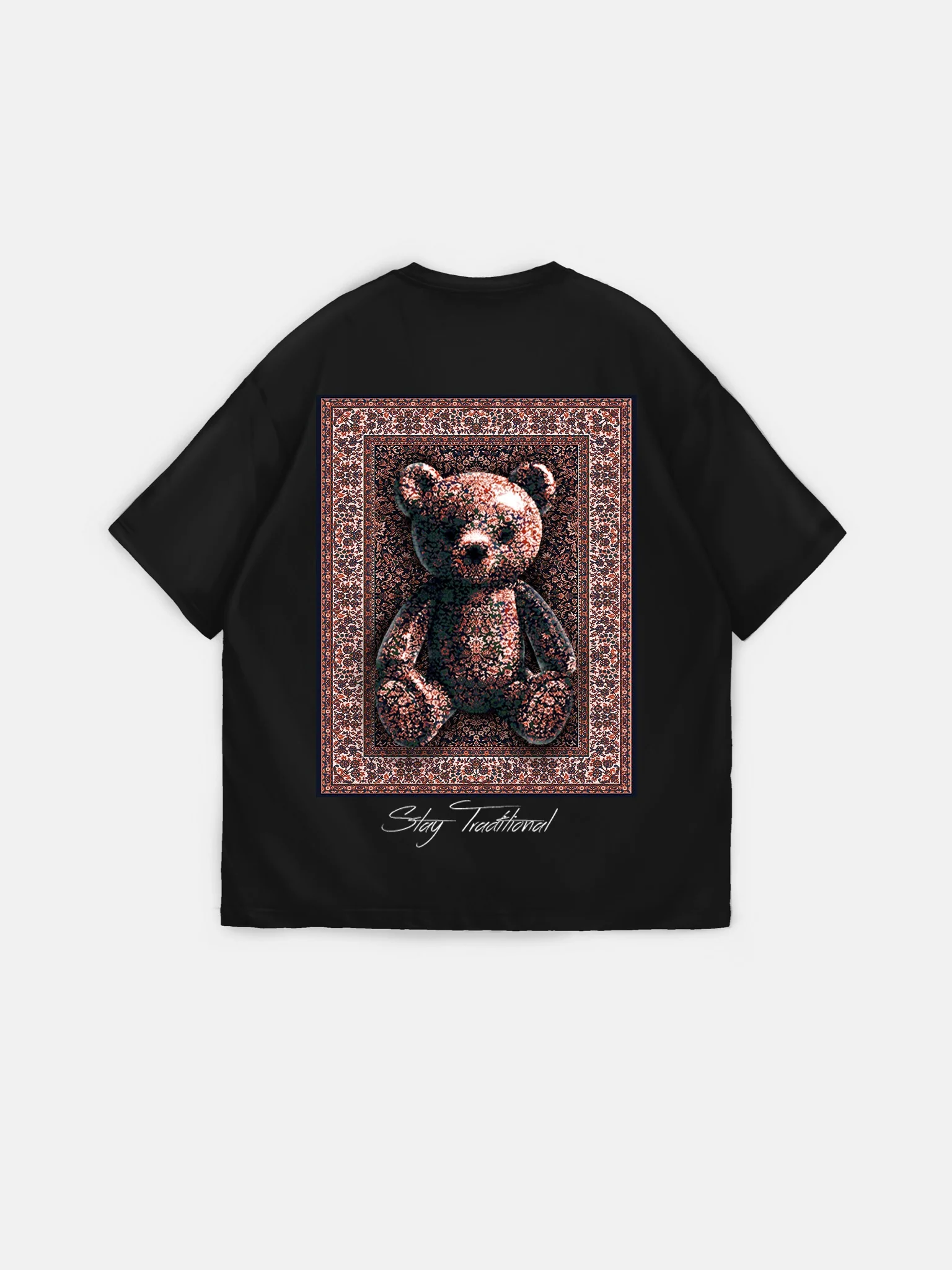Oversize 'Stay Traditional' T-Shirt - Black and Red - Image 4