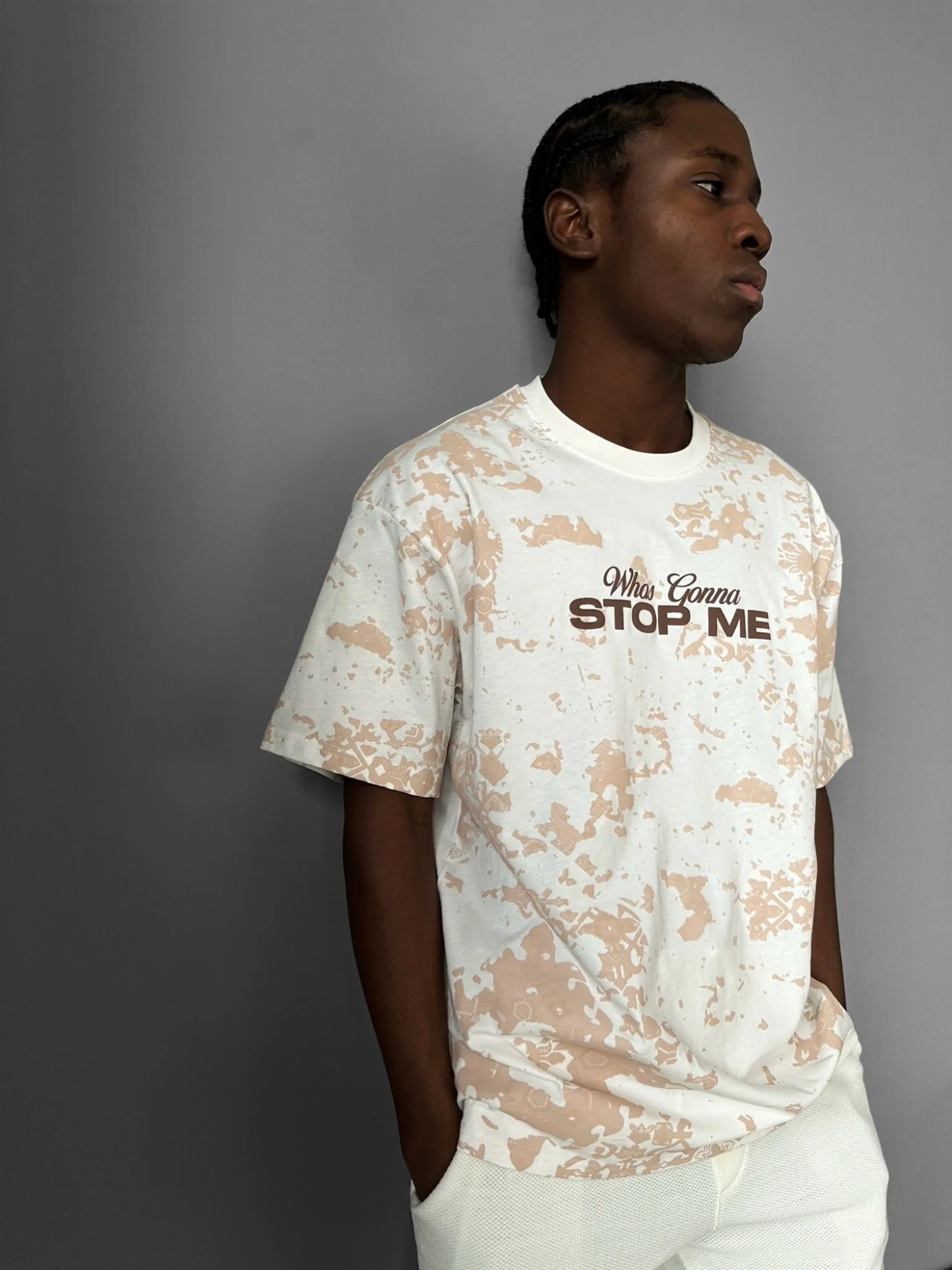 Oversize 'Stop Me' T-Shirt - Ecru - Image 2