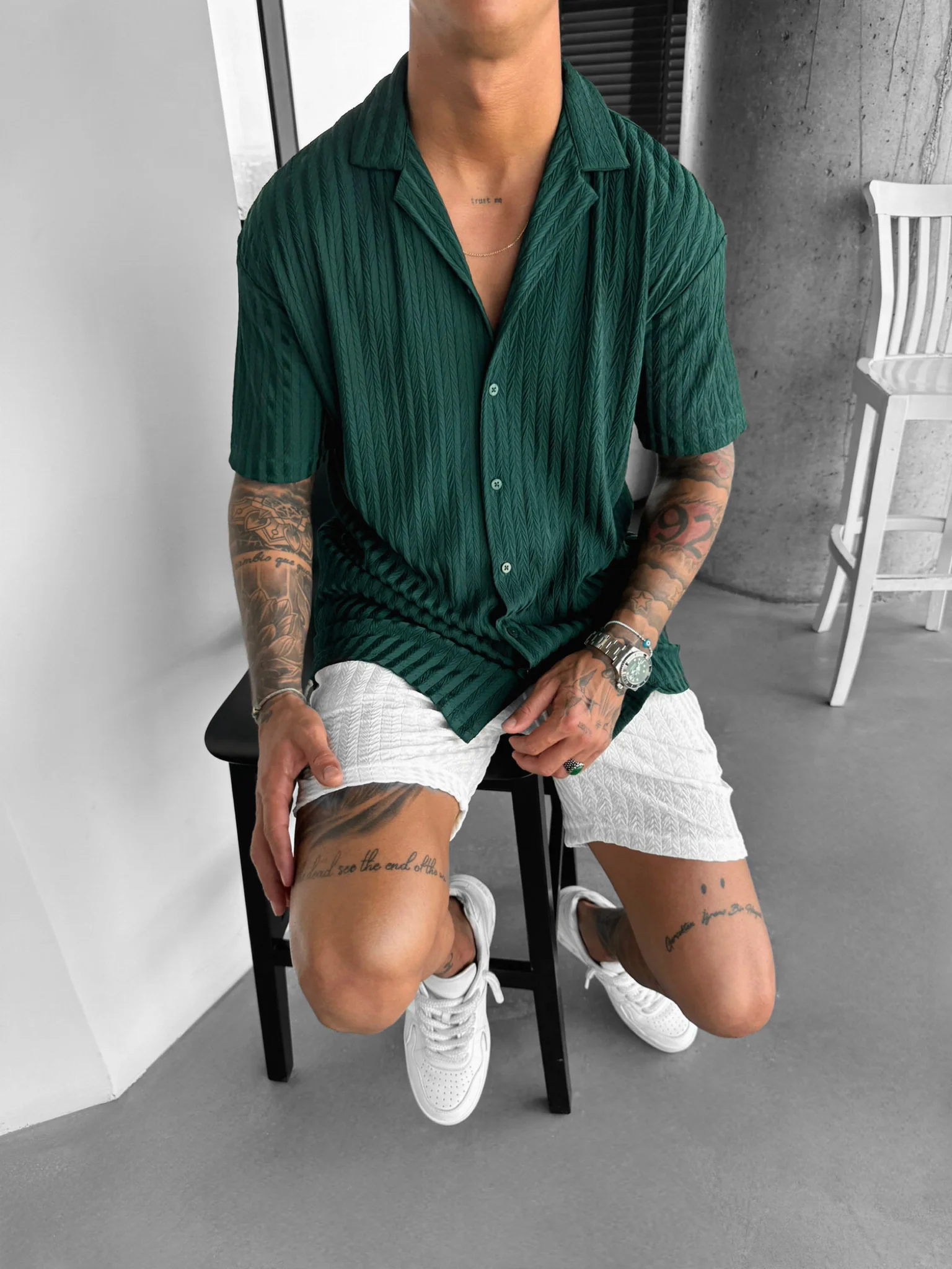 Oversize Structured Shirt - Rain Forest