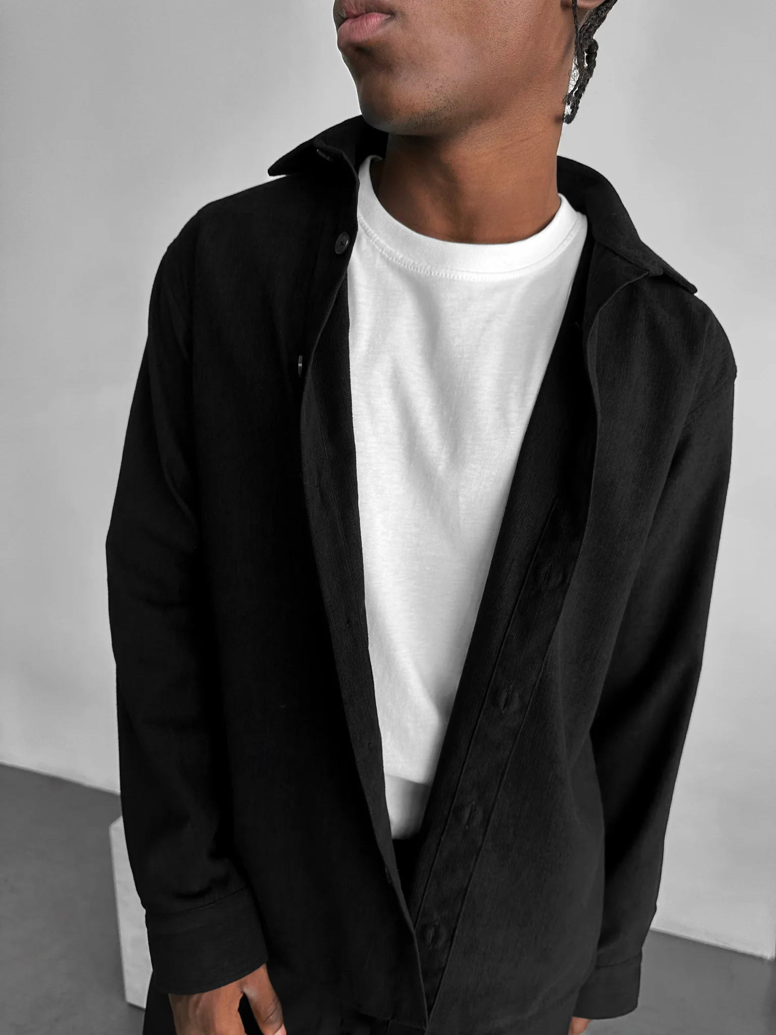 Oversize Velvet Shirt - Black