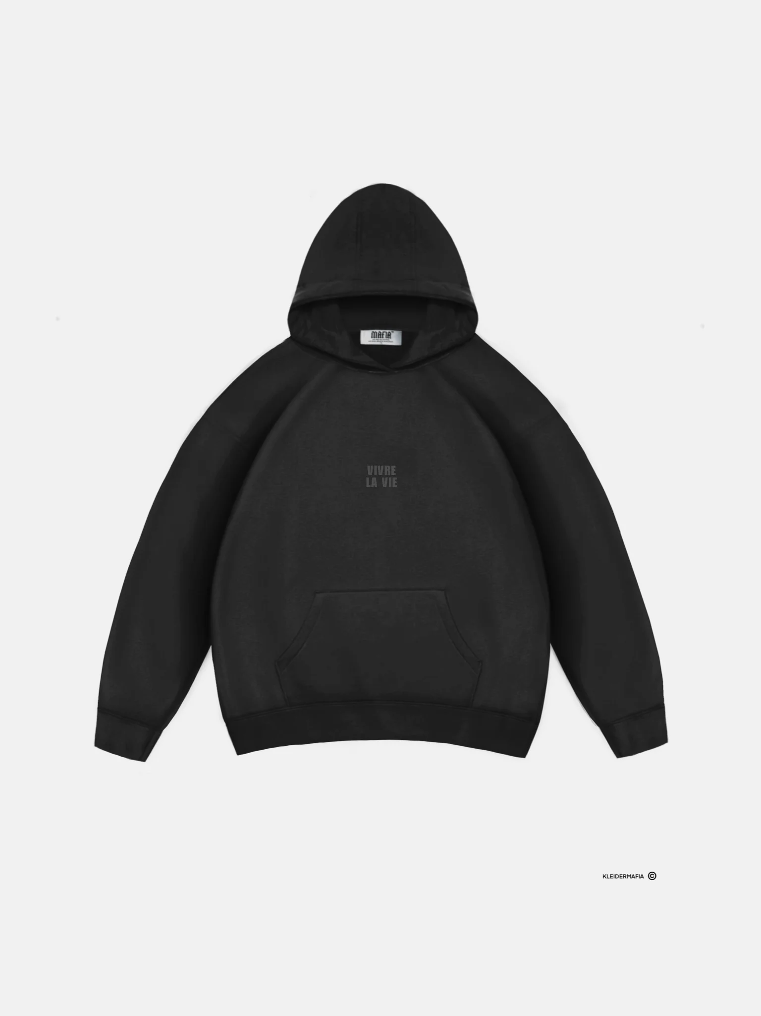 Oversize Vivre La Vie Hoodie - Black and Grey - Image 7