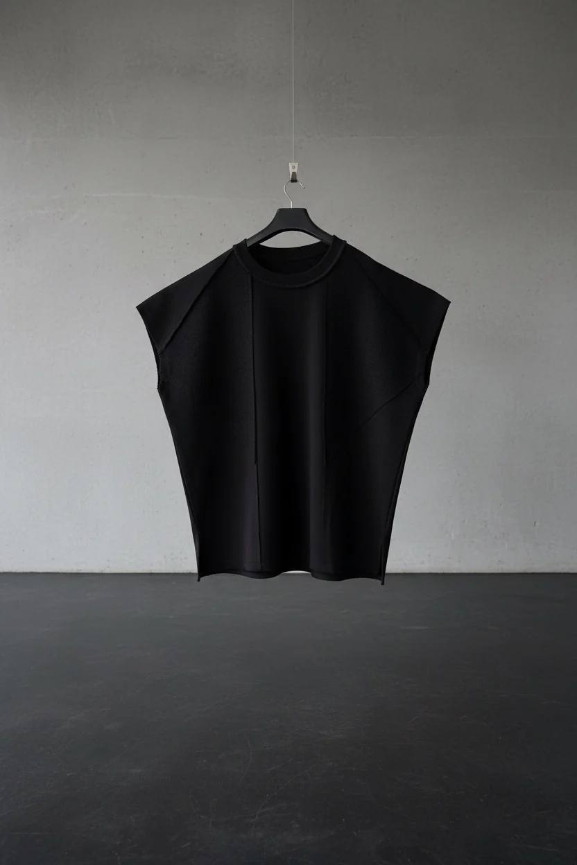 Oversized Batwing Seam-Detail T-Shirt - Black - Image 2