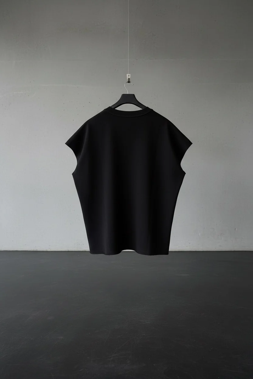Oversized Batwing Seam-Detail T-Shirt - Black - Image 3