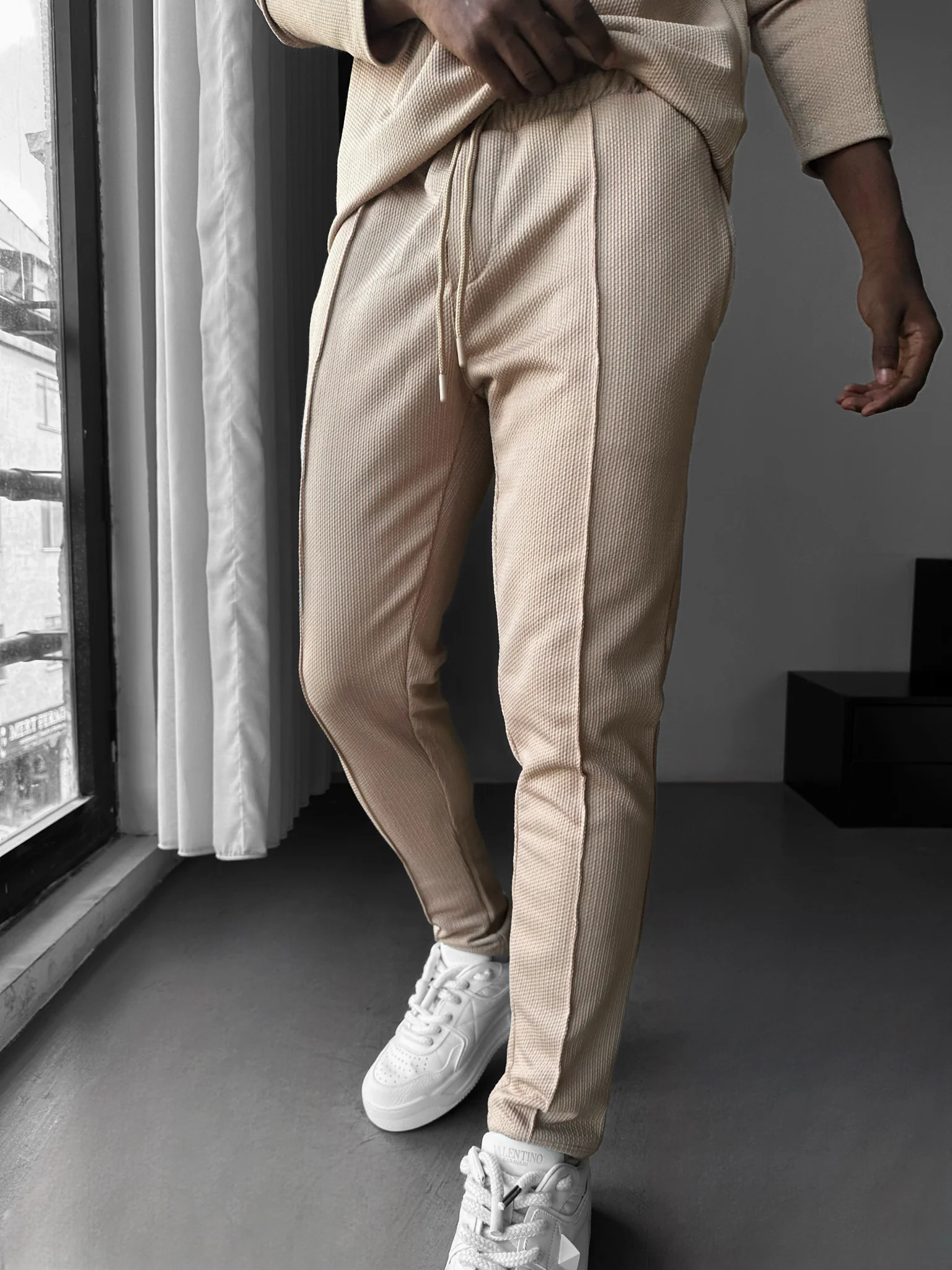 Pleated Suit Trousers - Beige