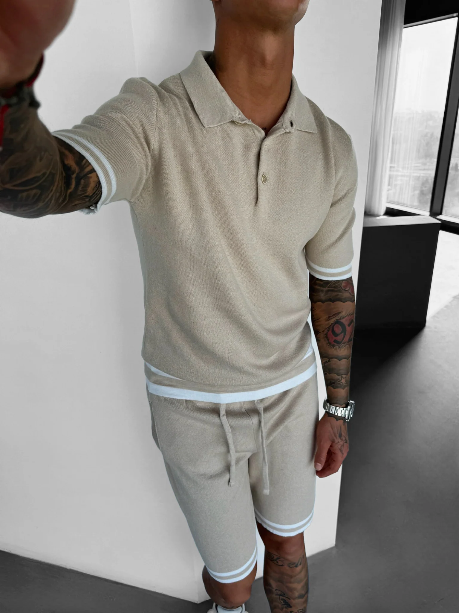 Regular Fit Knit T-shirt - Beige