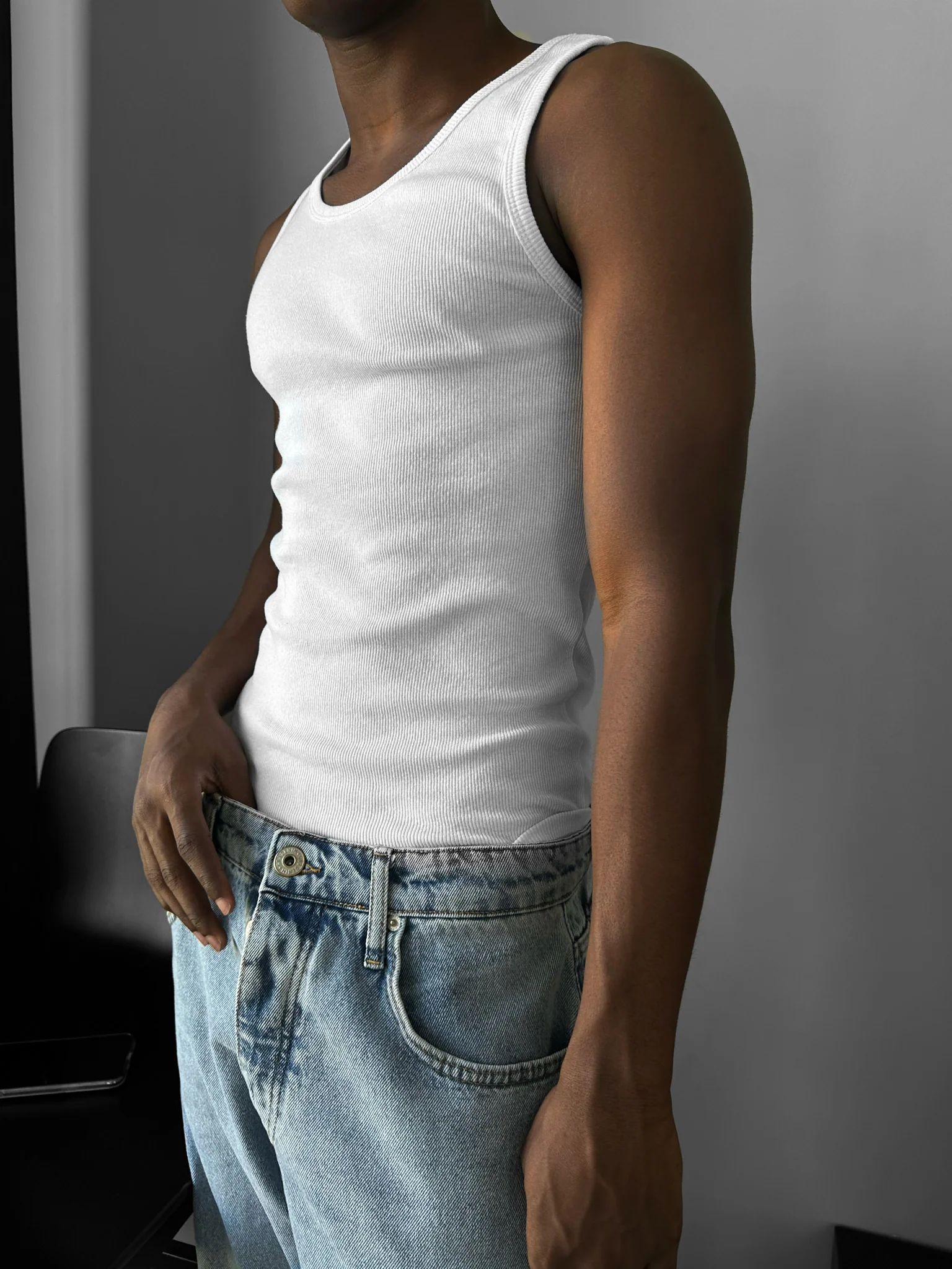 Slim Fit Basic Tanktop - White - Image 2