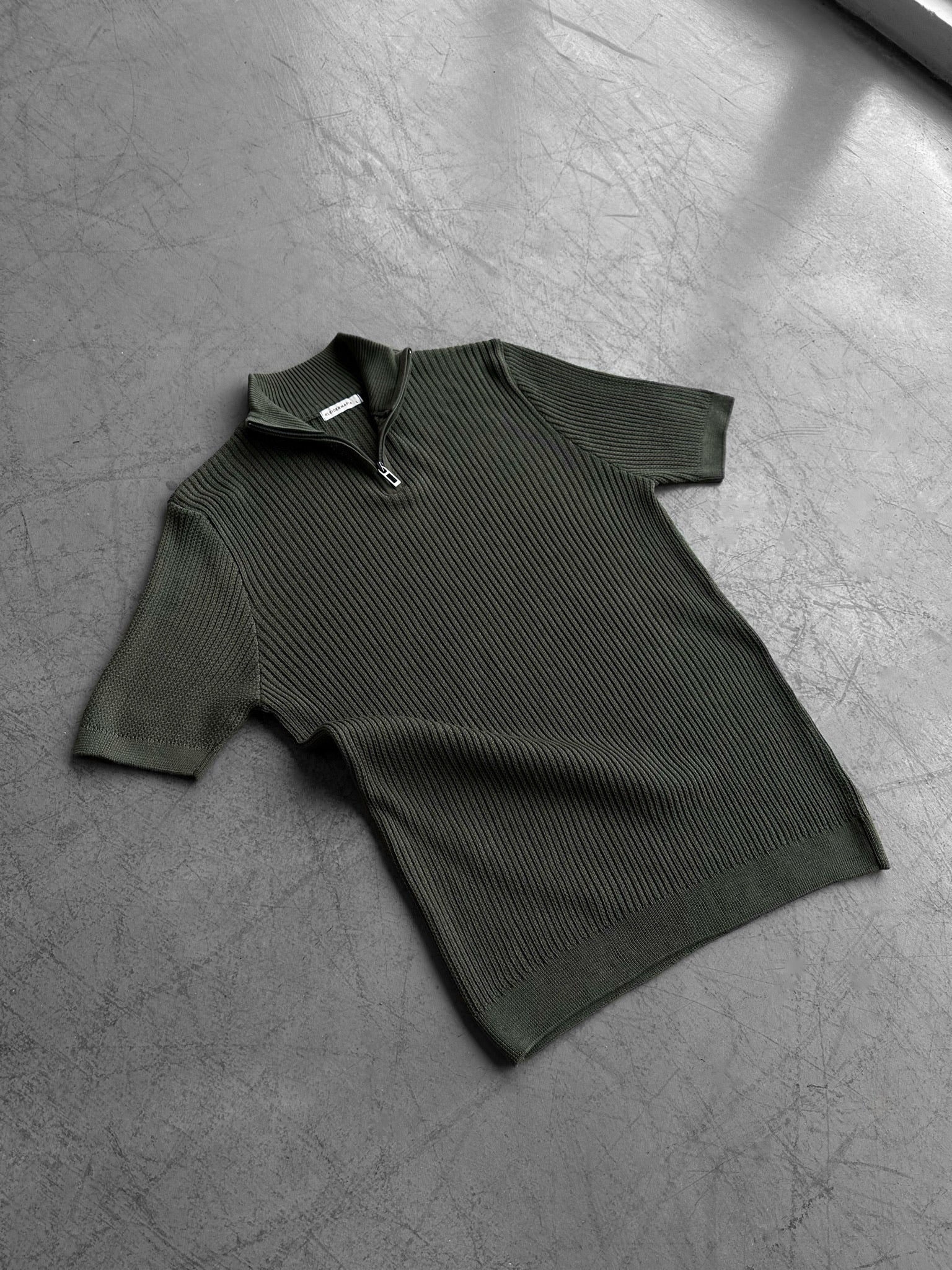 Slim Fit Mock Neck Zip T-shirt - Khaki
