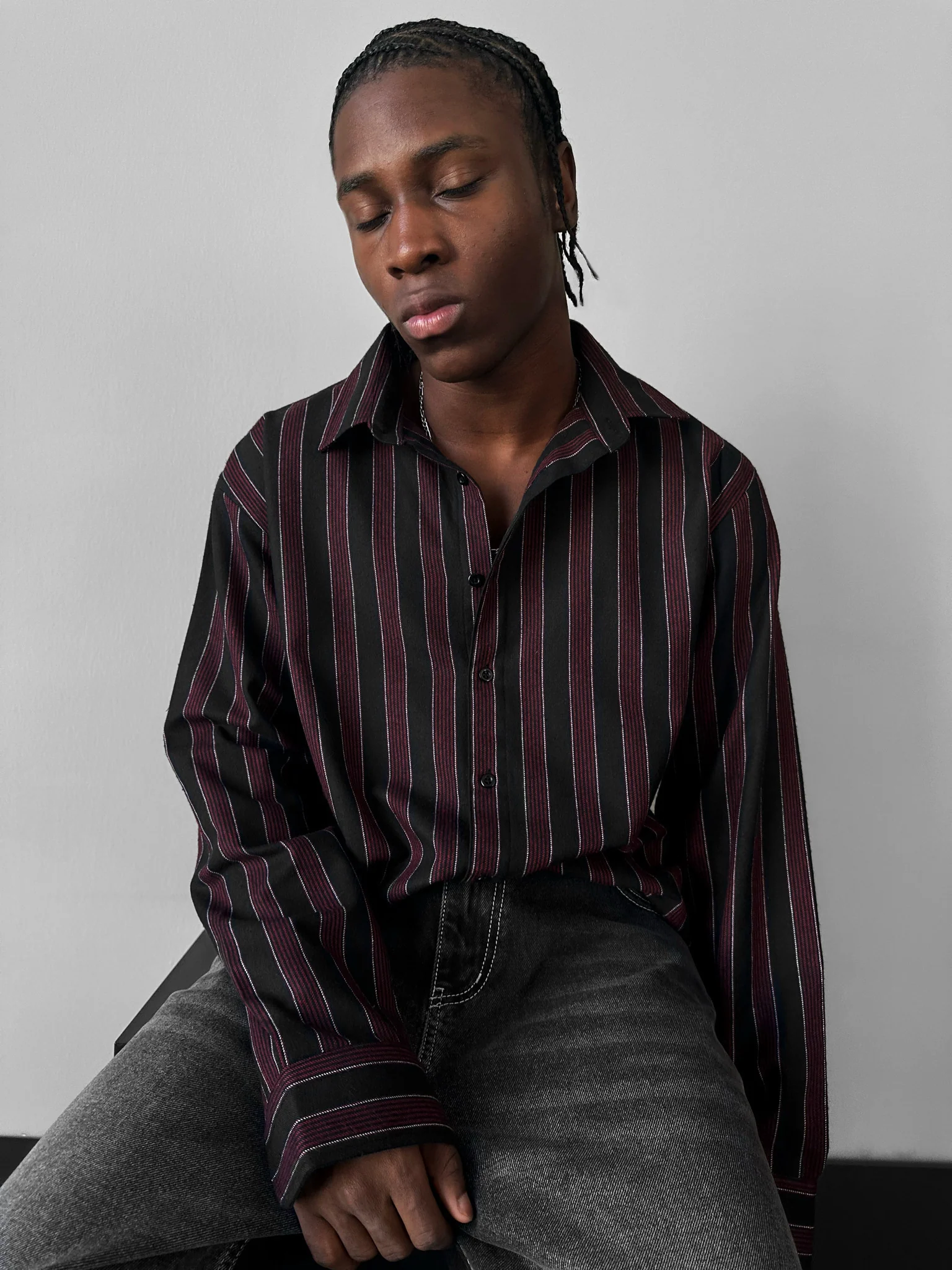 Thick Striped Winter Shirt - Bordeaux - Image 4
